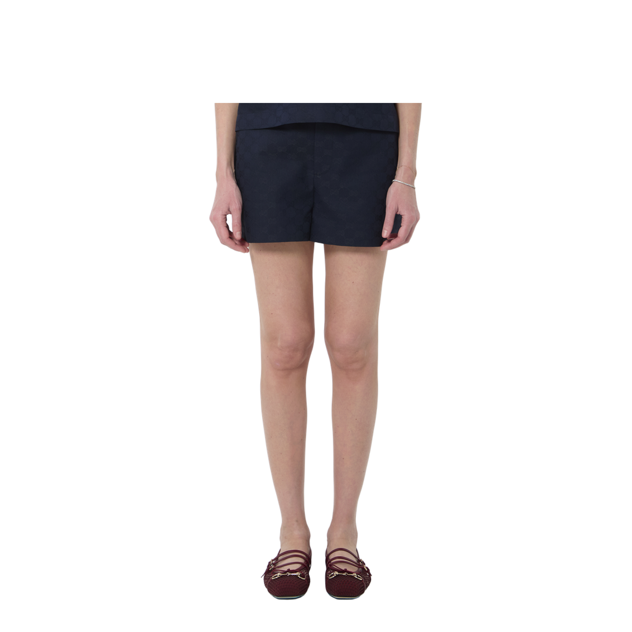 Blue Gg Cotton Gabardine Shorts