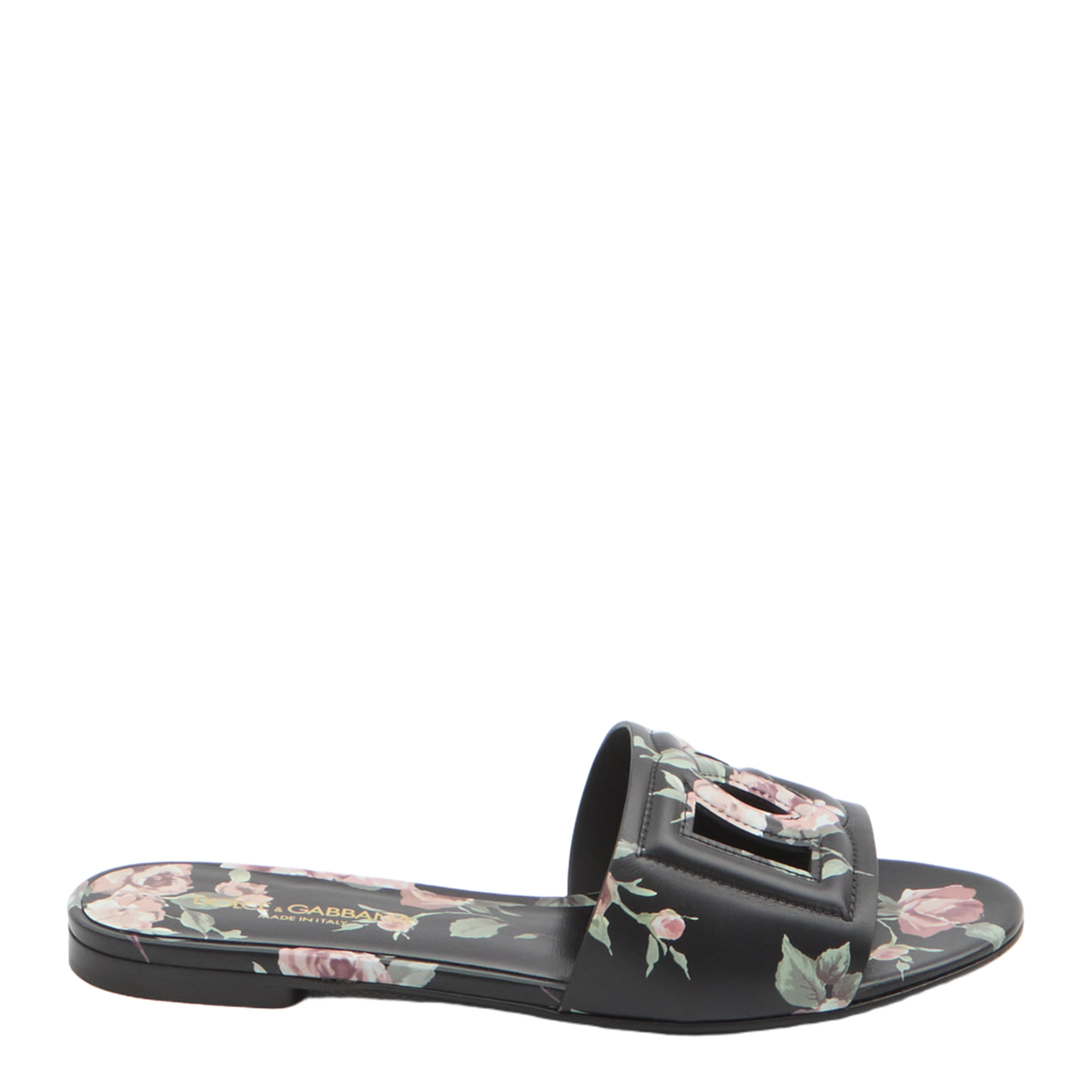 Black Slide Sandals with Cut Out Logo
