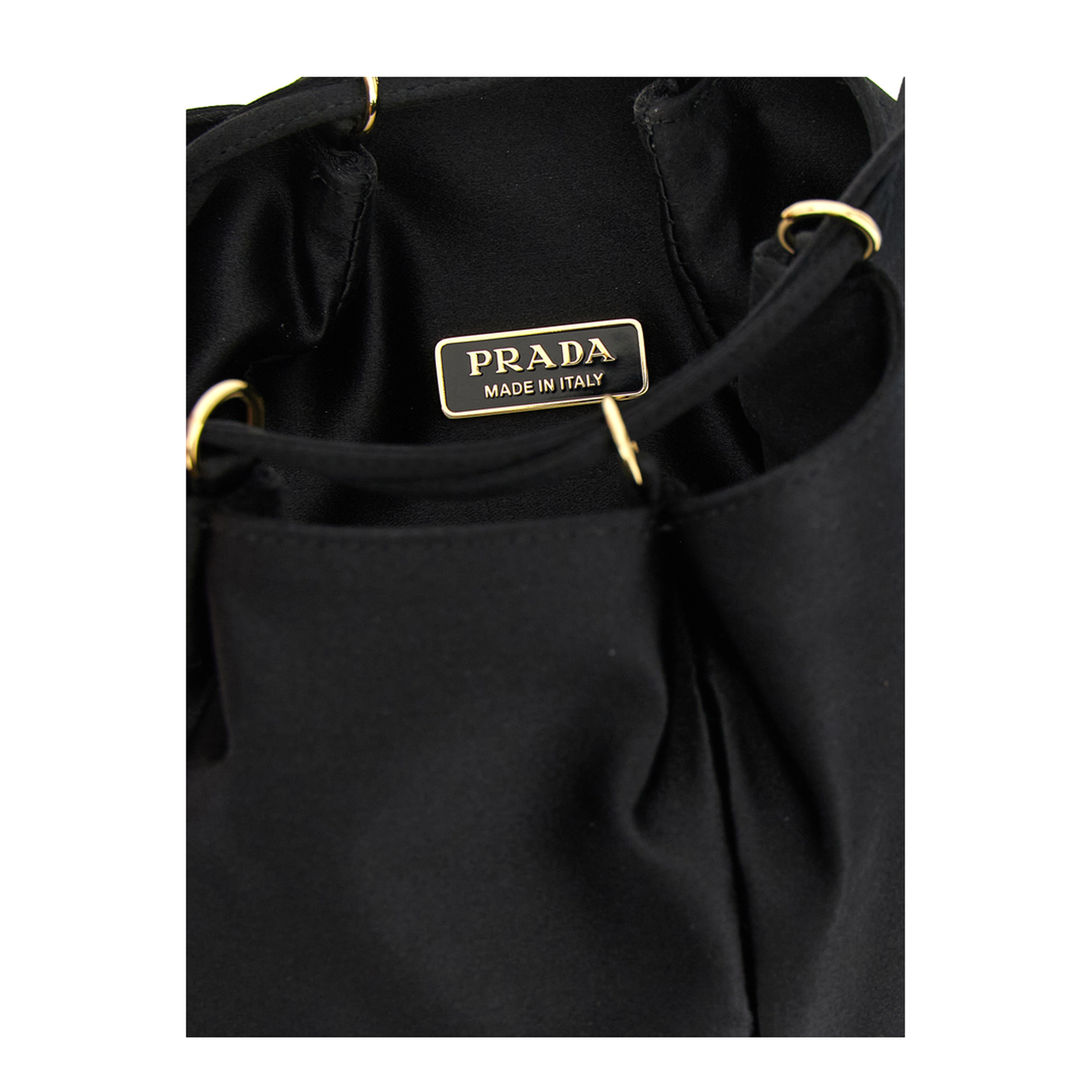 Mini Satin Bucket Bag - Black