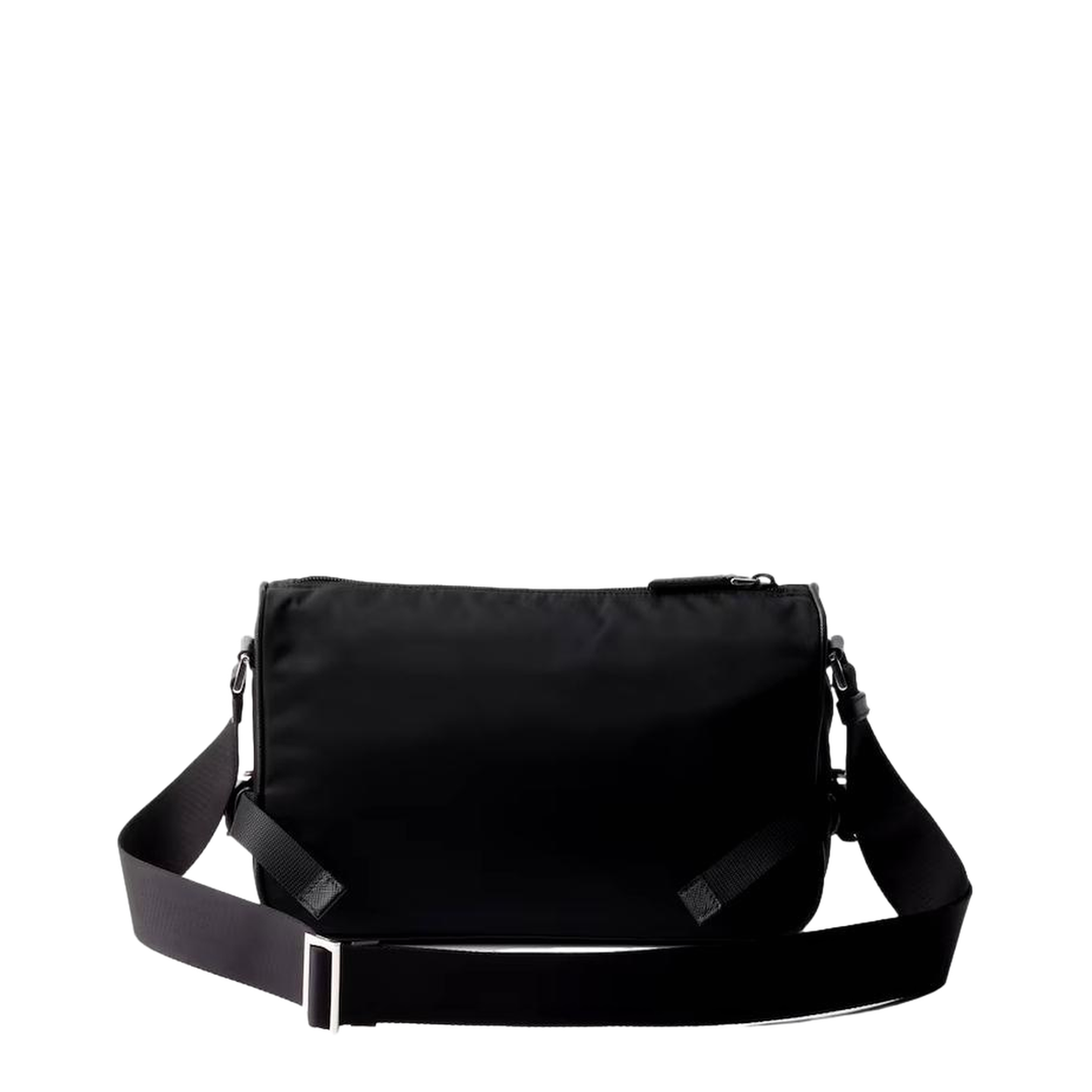 Black Medium Re-Nylon and Saffiano Leather Shoulder Bag