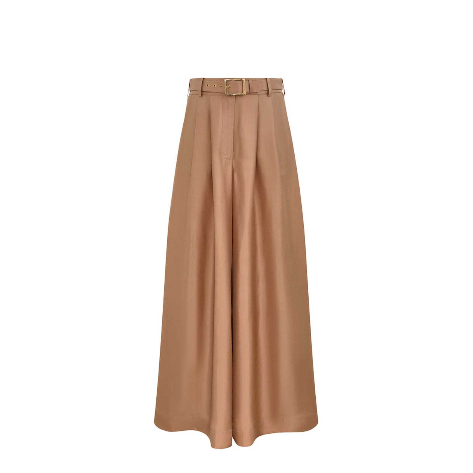 Camel Satin Wide-leg Pant