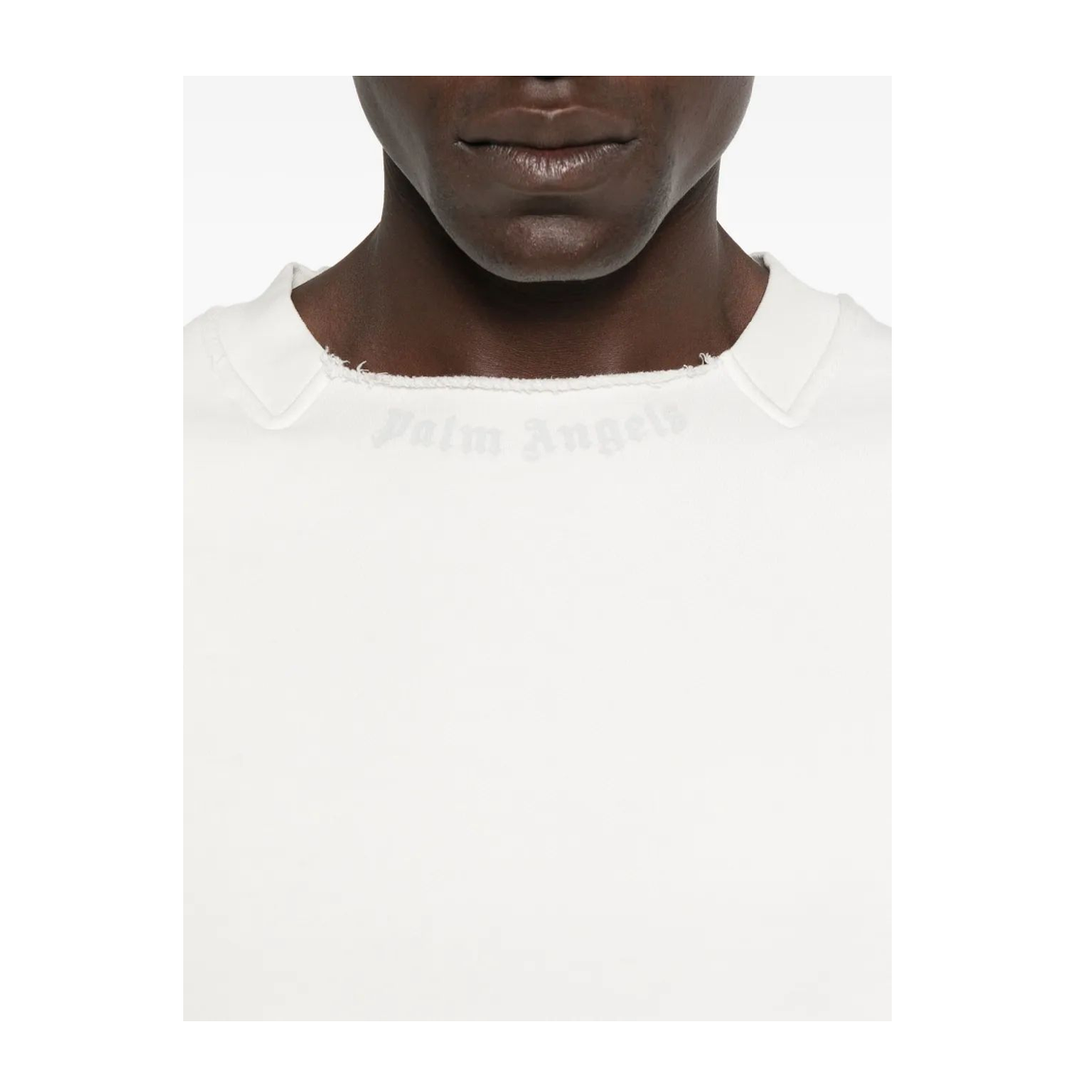 MAYFEYR - Palm Angels - Curved Logo Loose Collar Crew Off White - PMBA08KF25FLE001030B