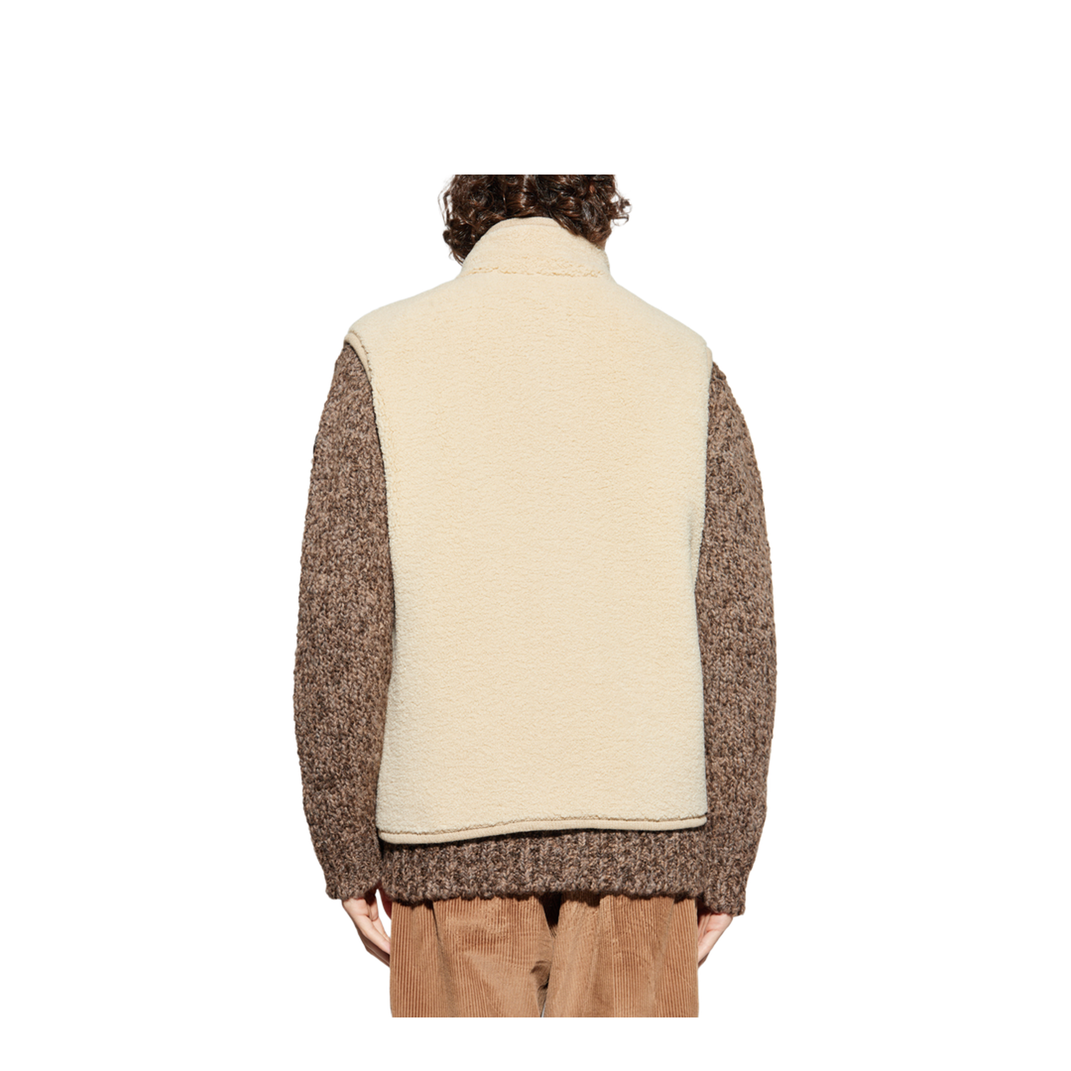 Beige Nubuck Trimmed Teddy Gilet