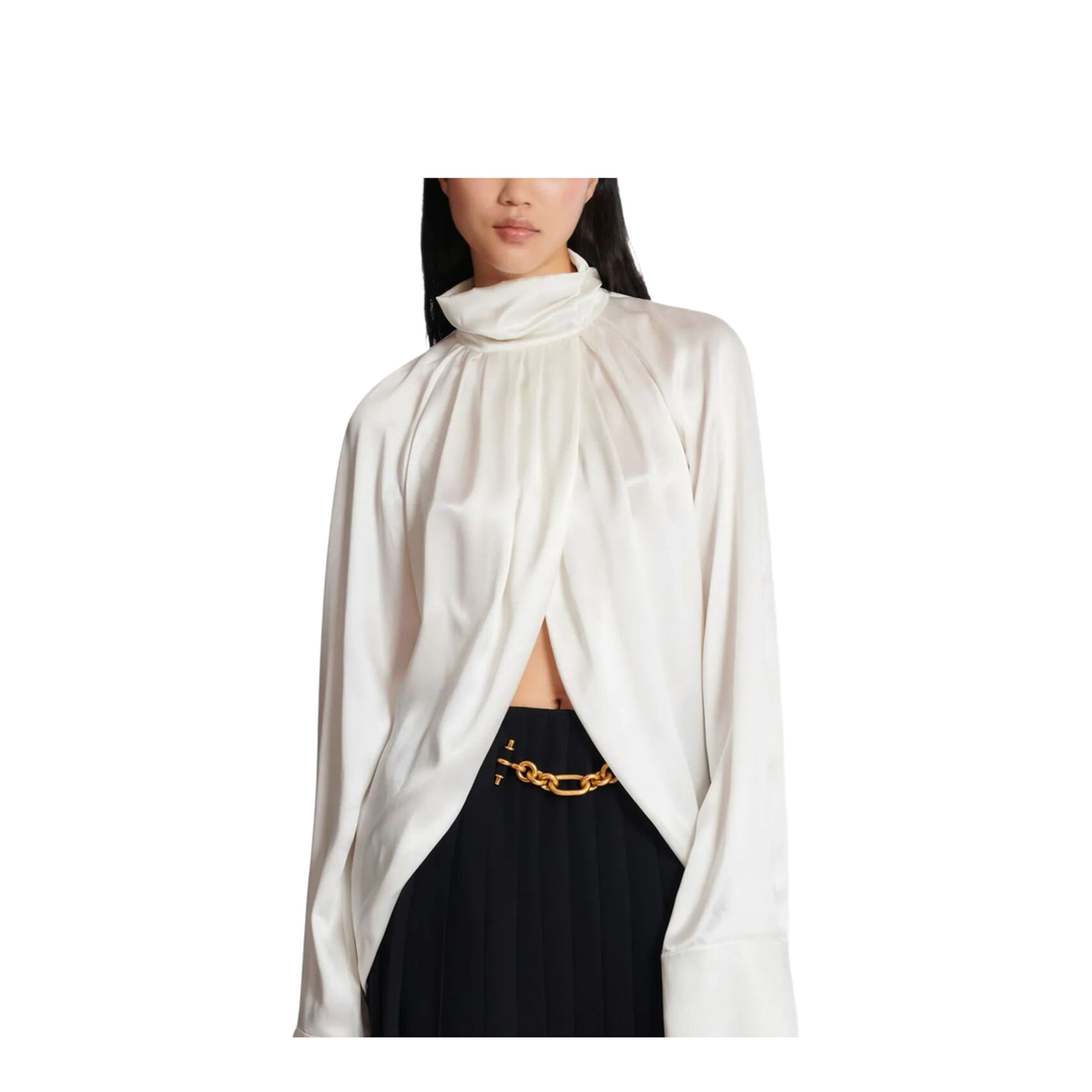 Draped Silk Blouse Shirt