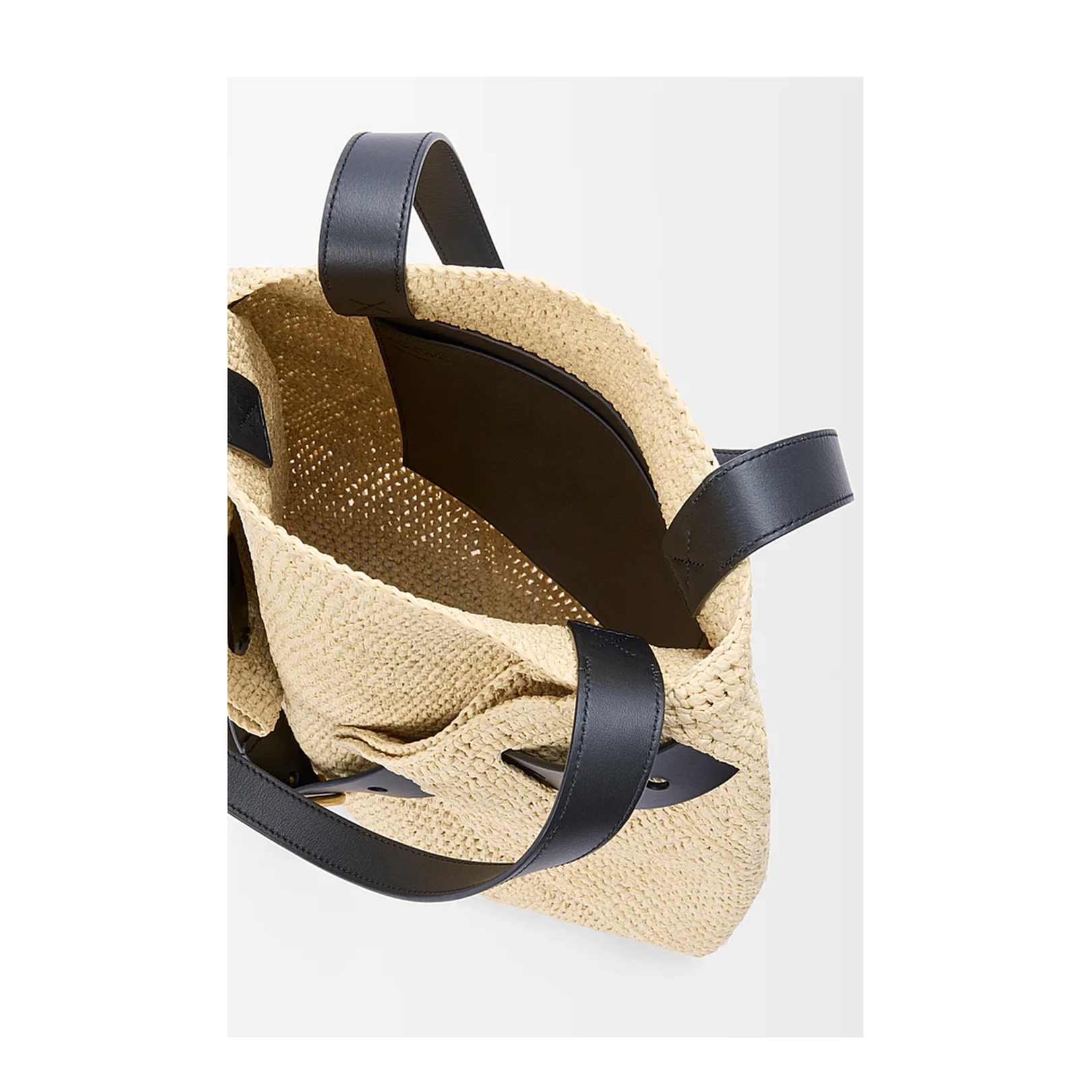 Punch Hole Medium Straw Bucket Bag