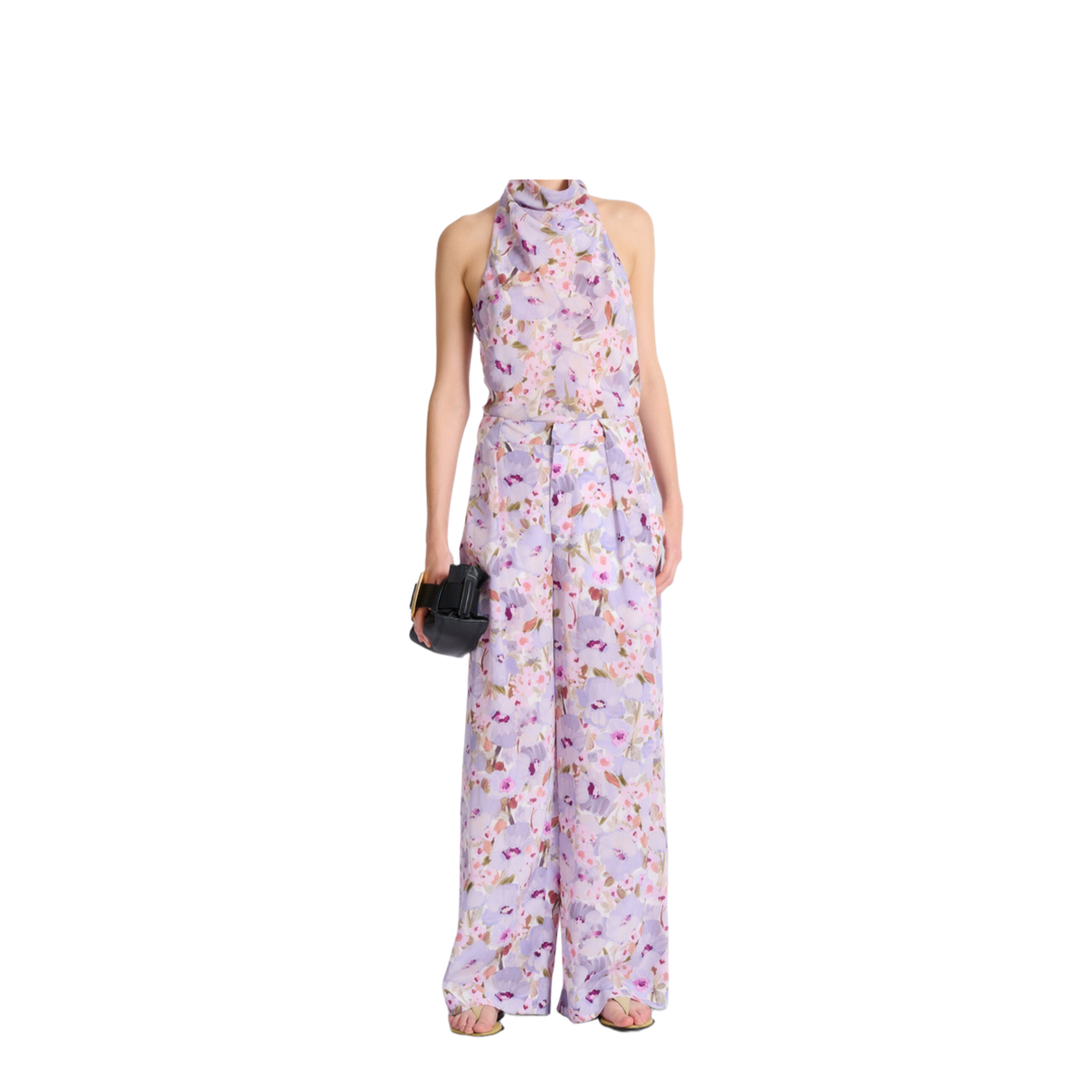 Silk Trousers with a Floral Motif