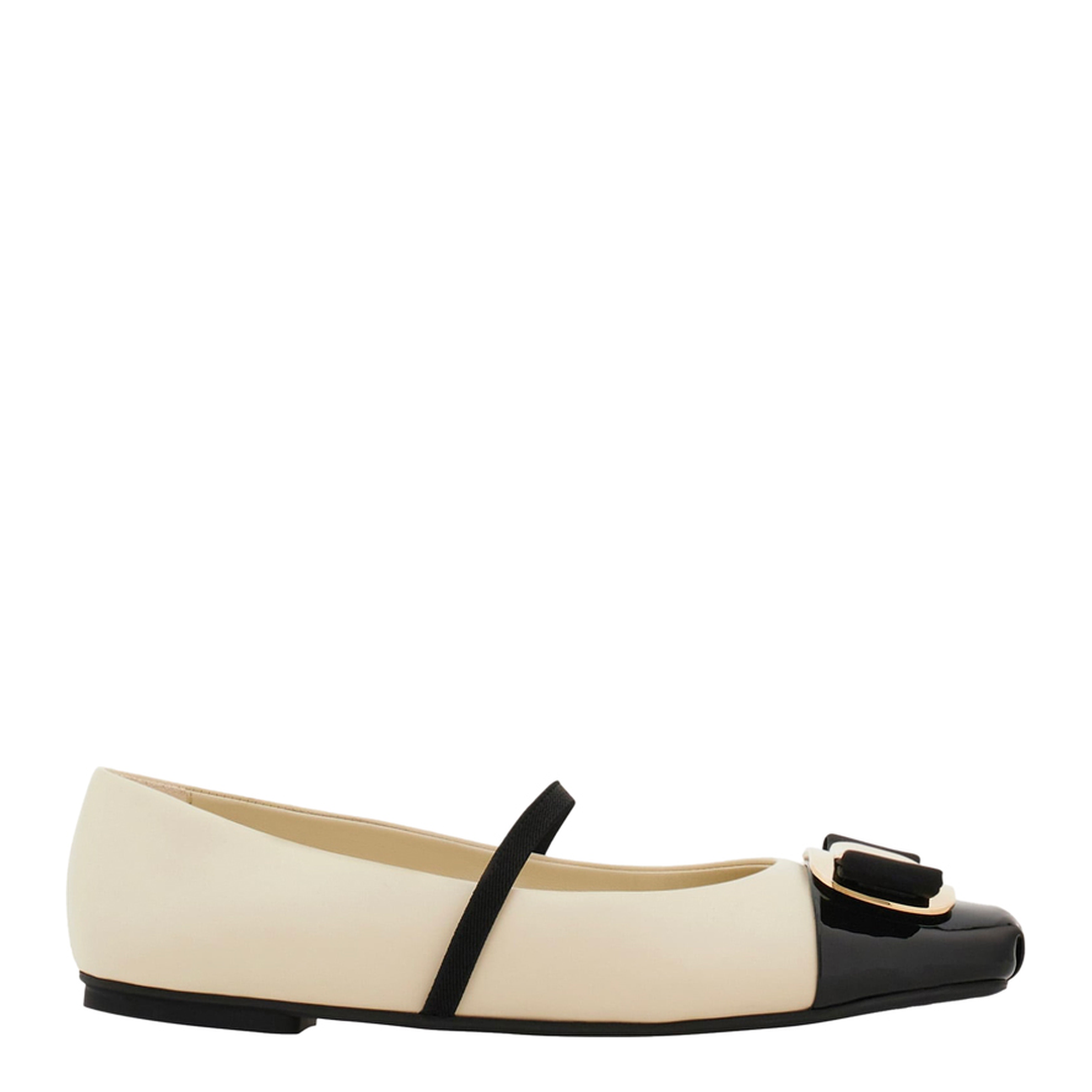 MAYFEYR - Ferragamo - Bicolor New Vara Plate Ballerinas - 01J1830777437MASCARPONENERO