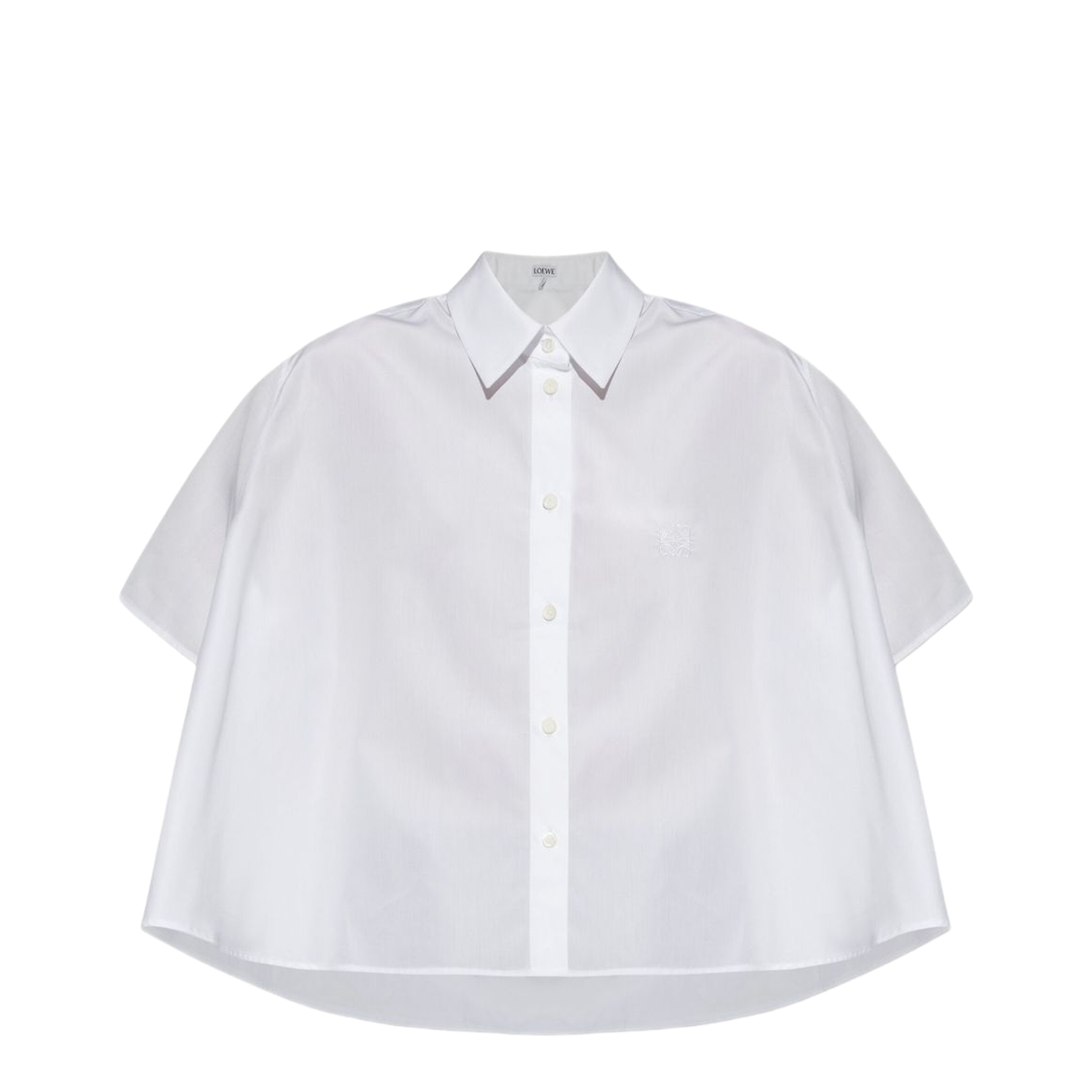 White Short Sleeves Button Fastening Collared Shirt