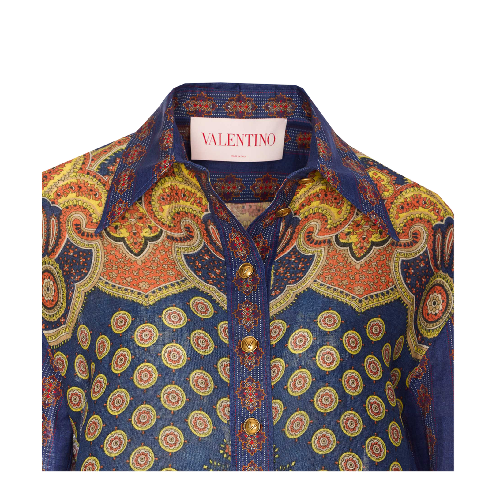 Paisley Linen Shirt With Medaglioni Voyage