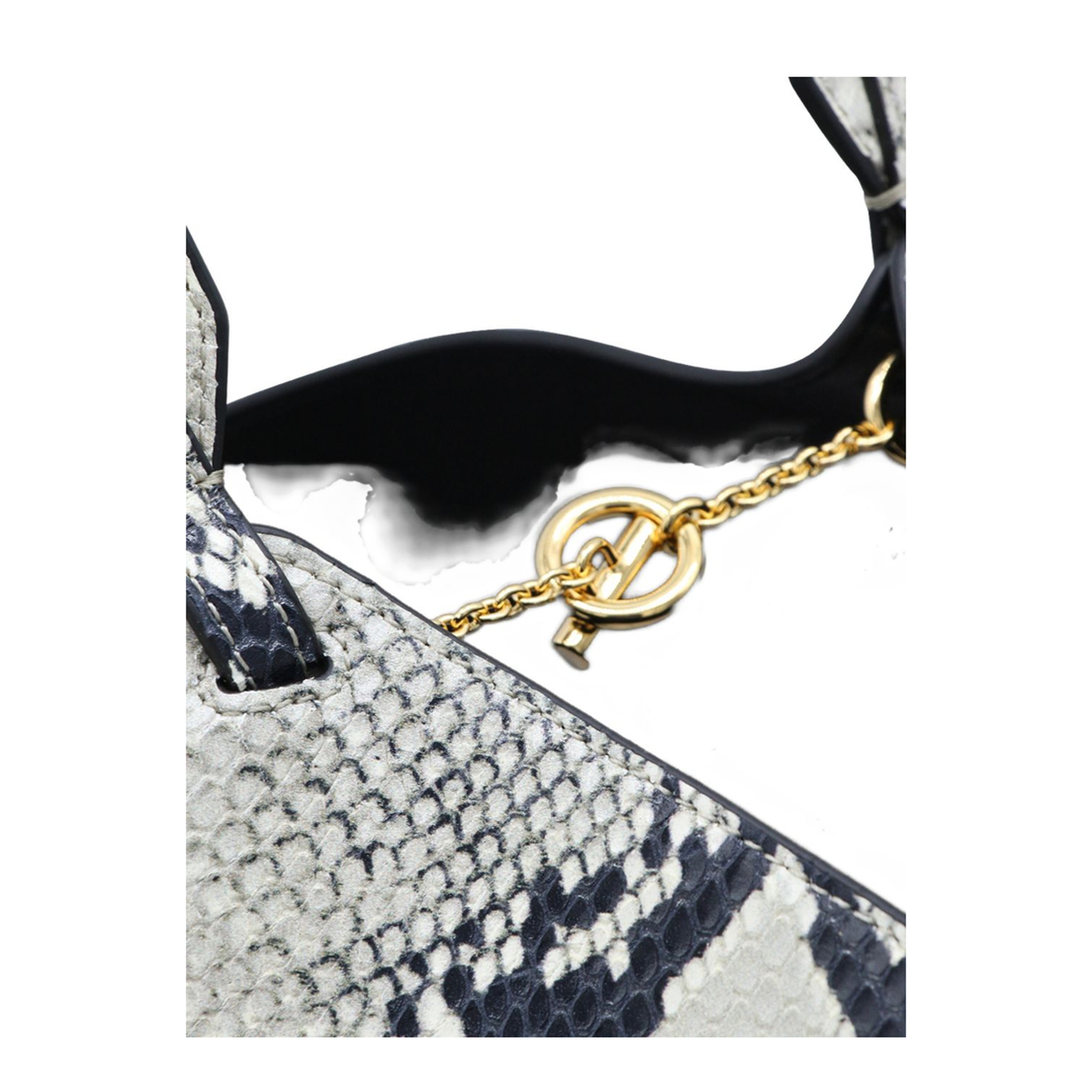 Lotus Mini Python-Embossed Calfskin Tote - Natural