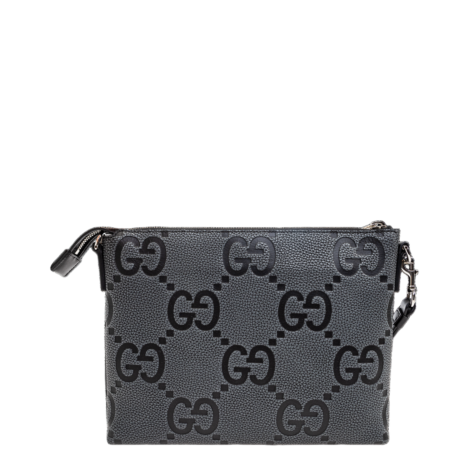 GG Jumbo Leather Crossbody Bag - Gray