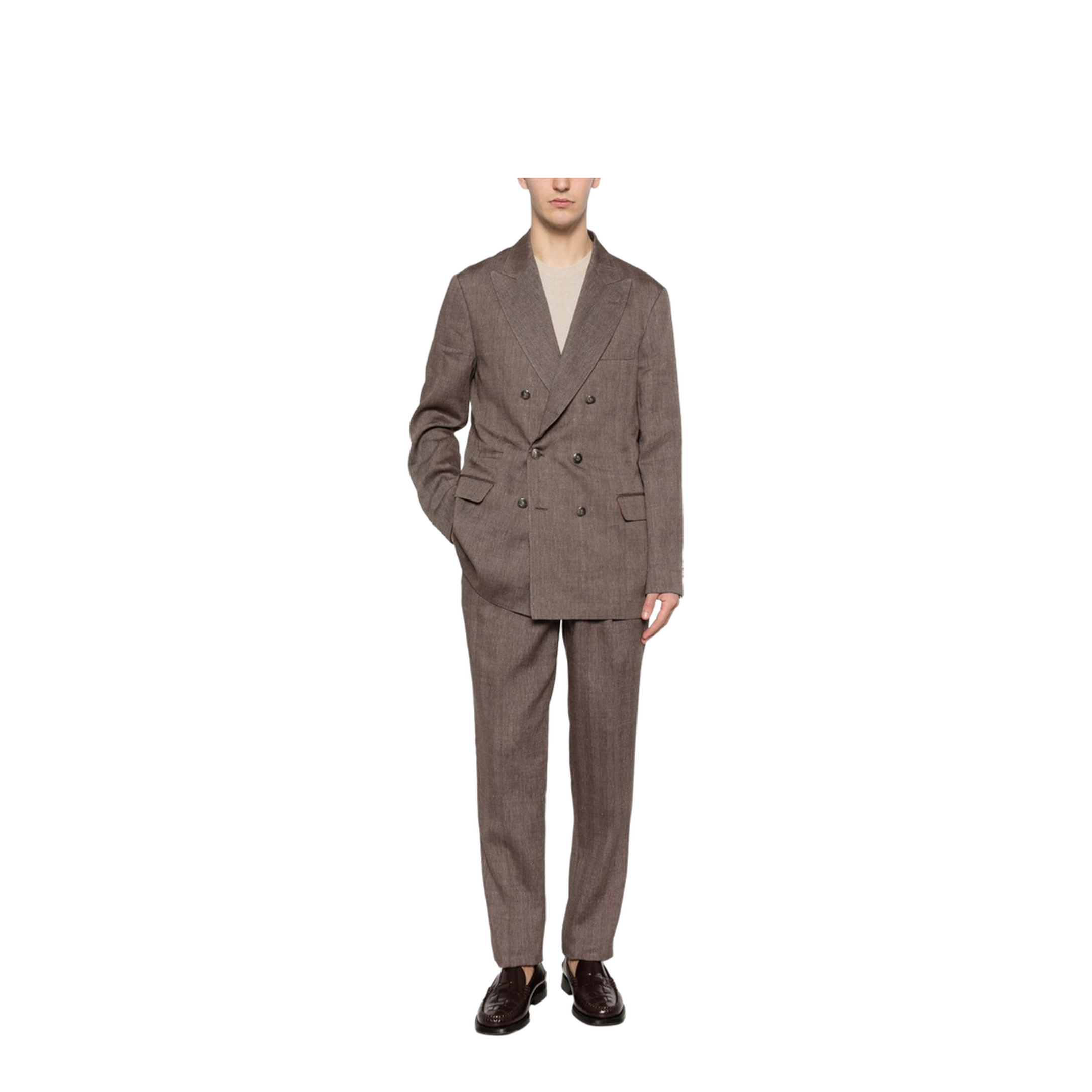 Double-Breasted Leisure Suit - Brown