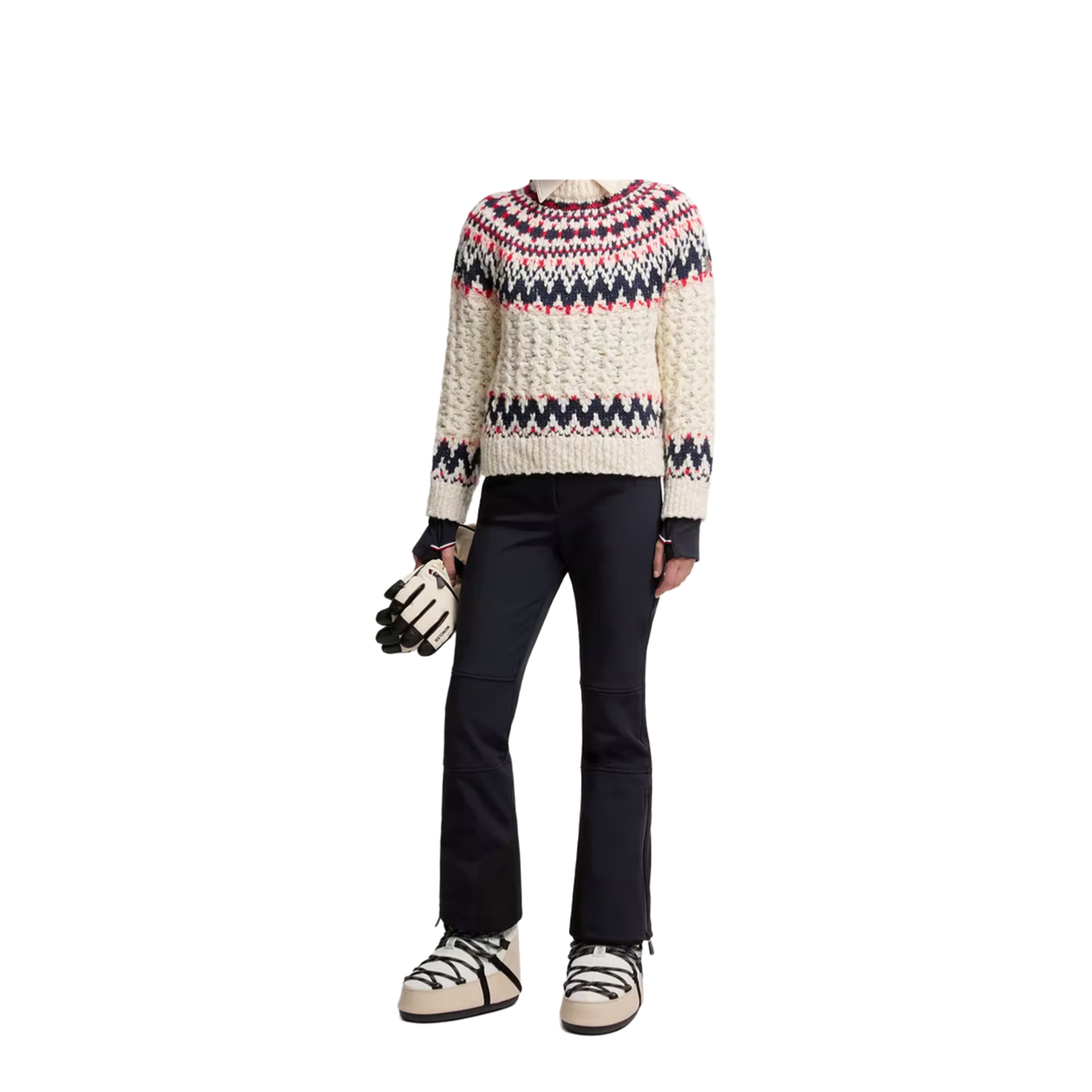 White & Blue & Red Geometric Jacquard Wool Blend Jumper