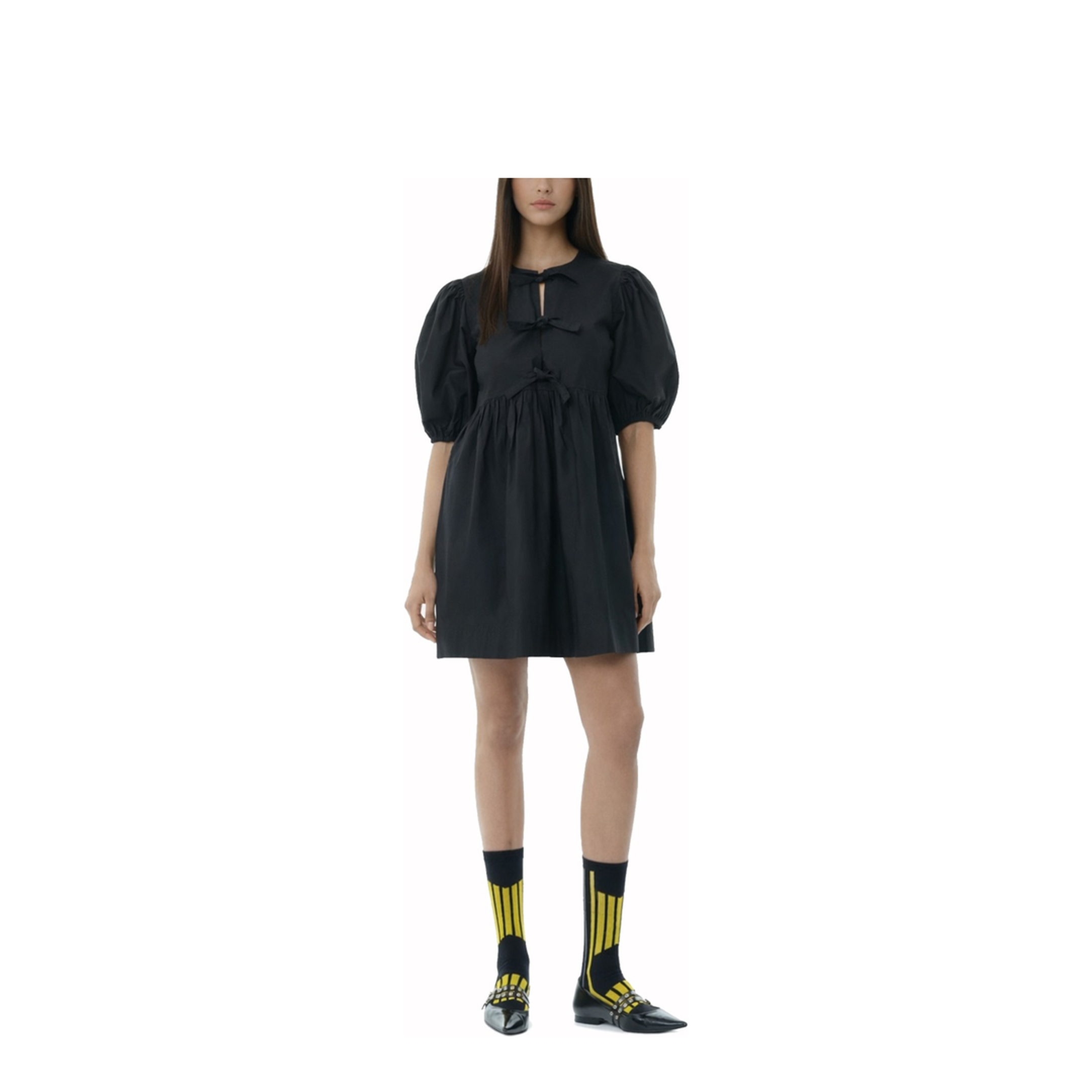 Tie String Poplin Mini Dress