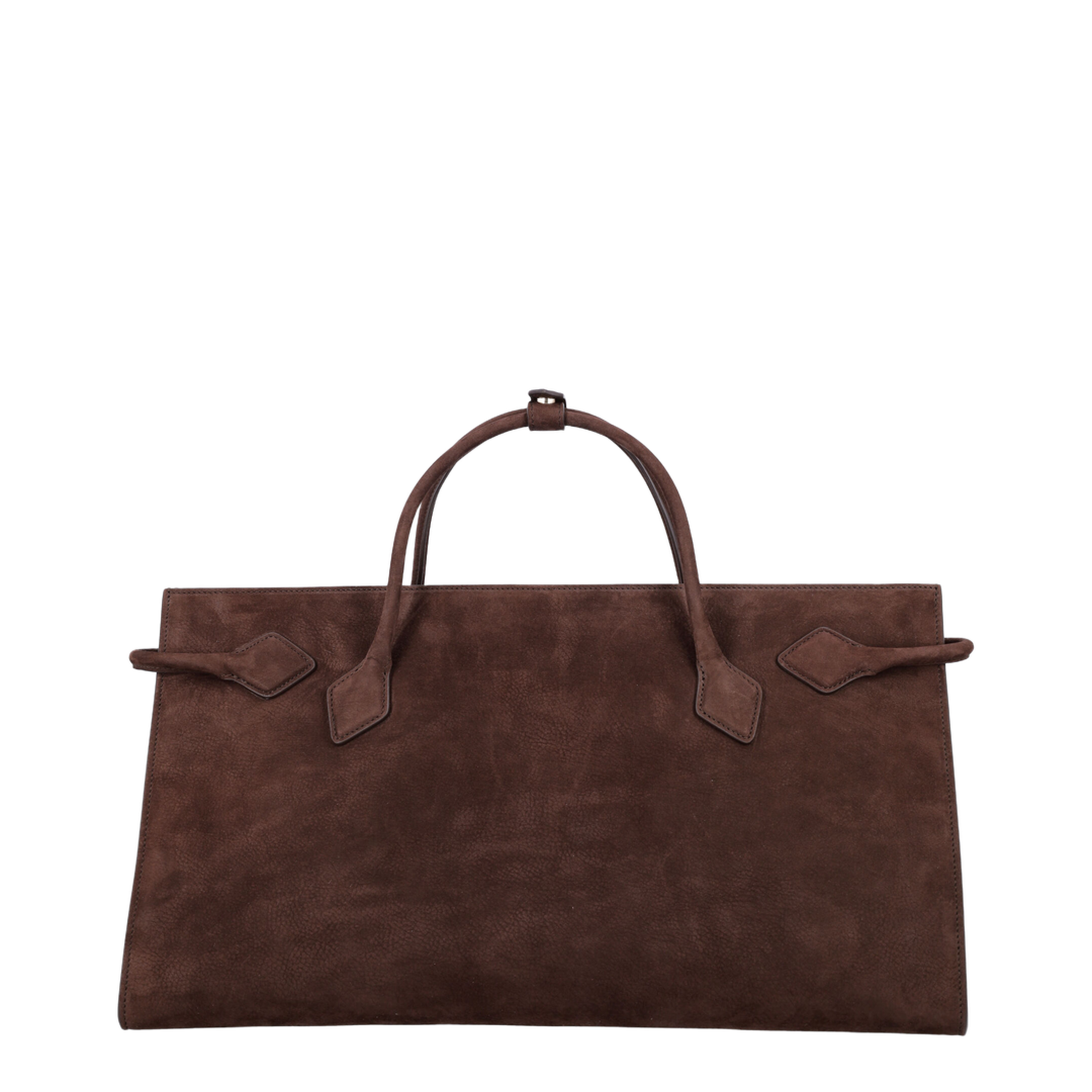 Le Teckel Nubuk Calfskin Tote - Brun Foncé