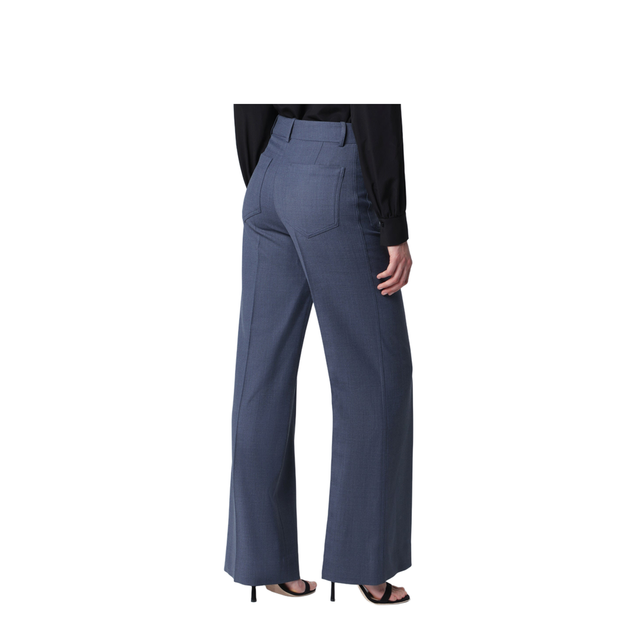 MAYFEYR - Victoria Beckham - Alina Trousers In Blue Mélange Wool Blend - 1226WTR005115DPLDB