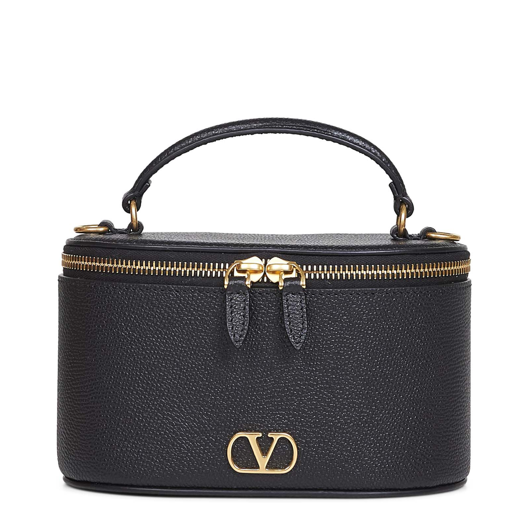 VLogo Signature Mini Vanity Bag Grainy Calfskin - Black