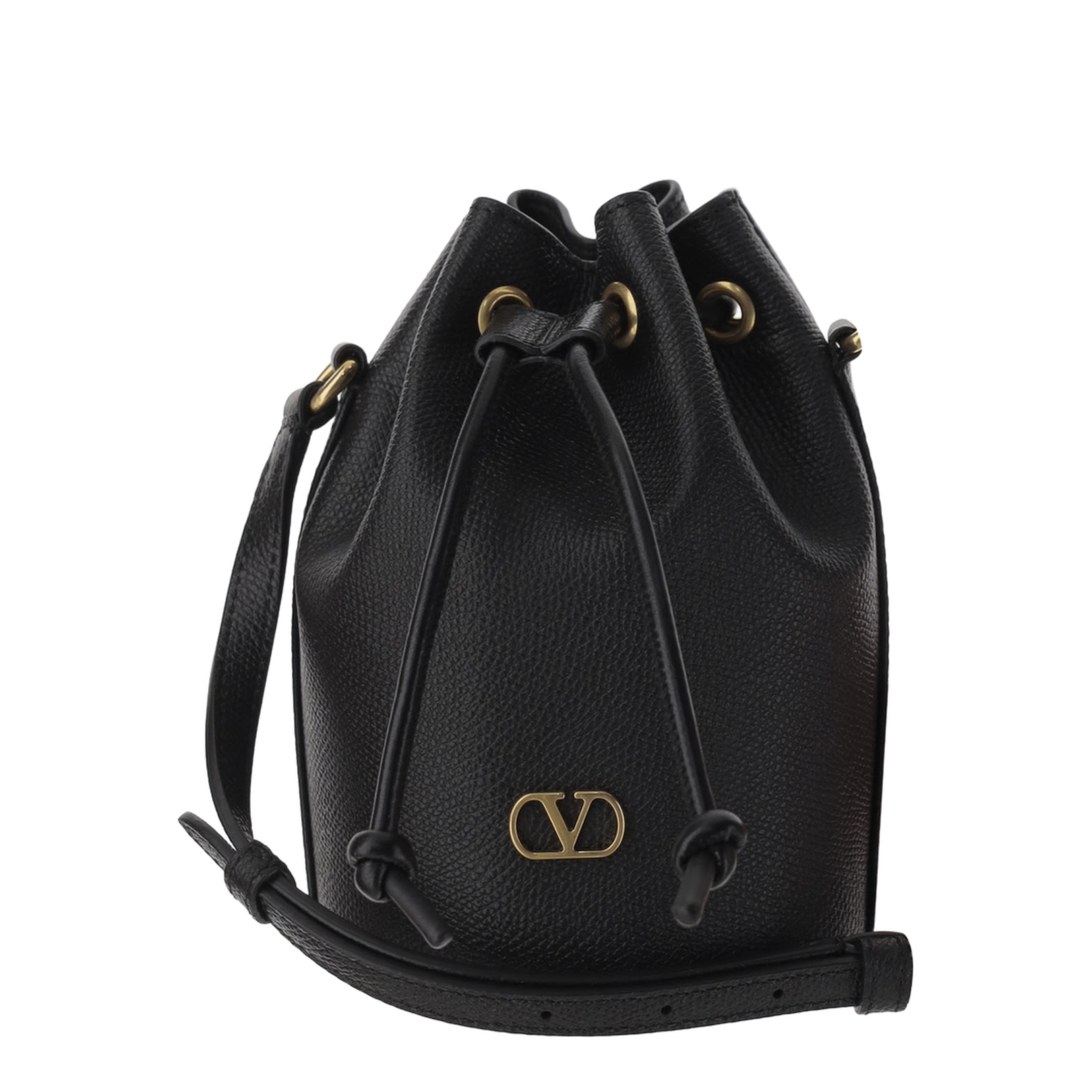 Black Leather Bucket Bag