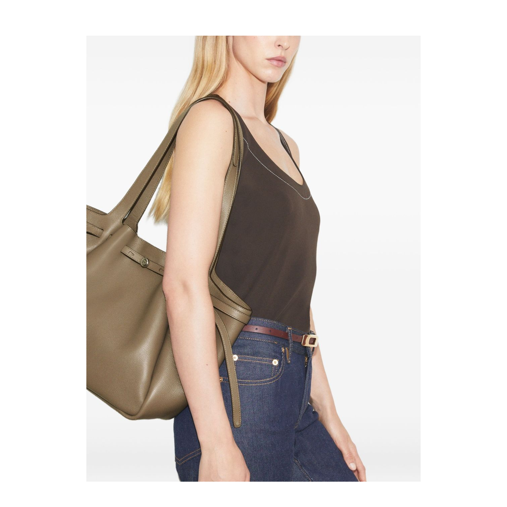 Romy Pebbled Leather Tote - Wild Mushroom