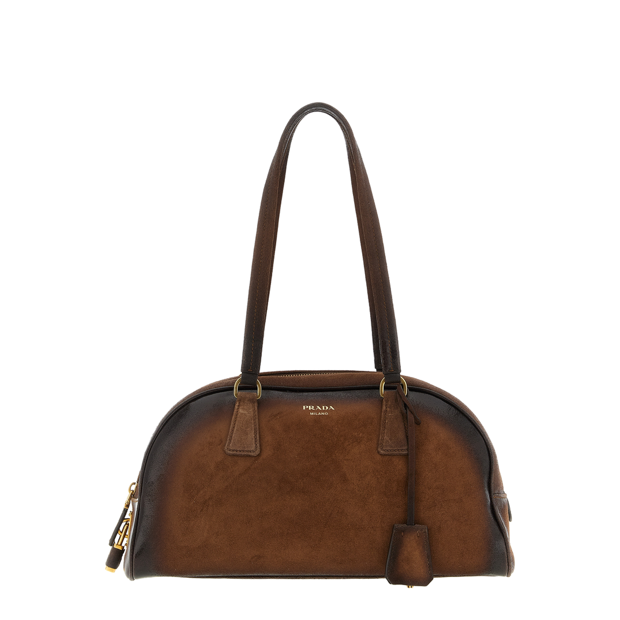 Bowling Medium Suede Bag Brown