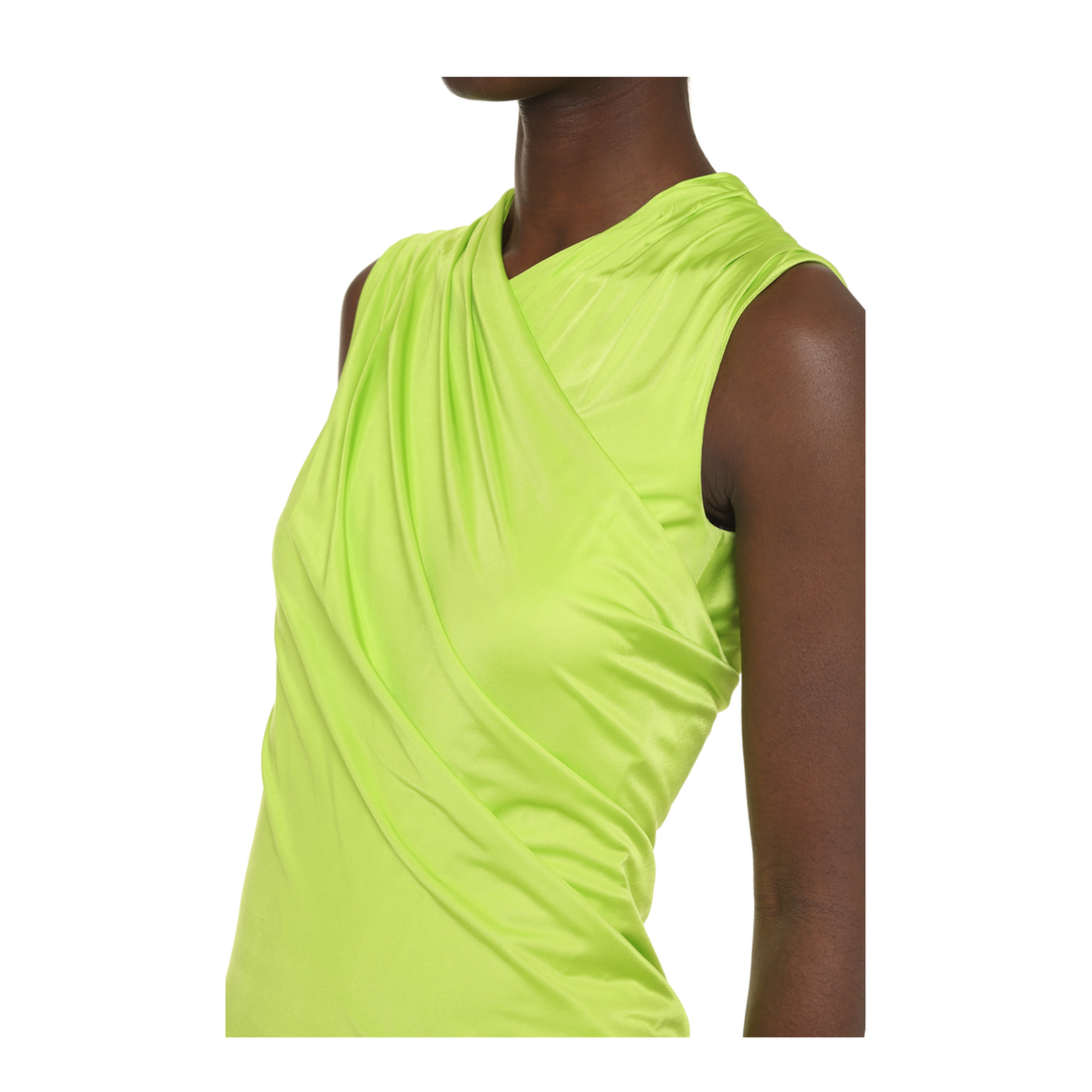 Gathered Crossover Neck Jersey Minidress