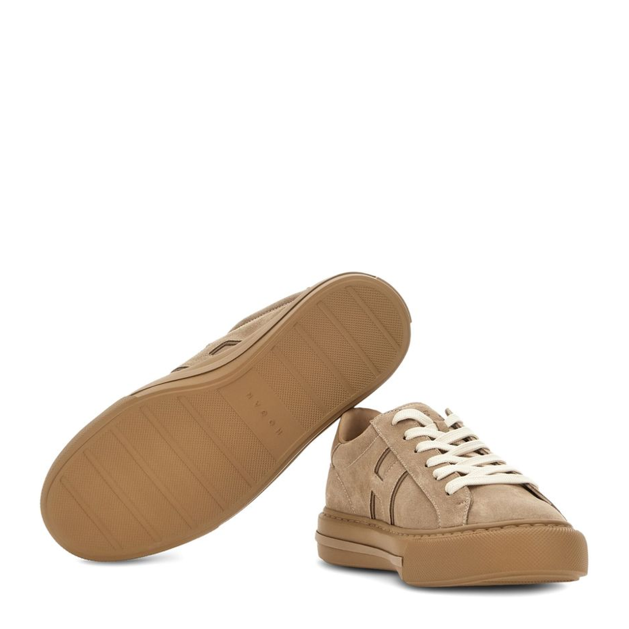 Beige Front Lace-Up Fastening Sneakers