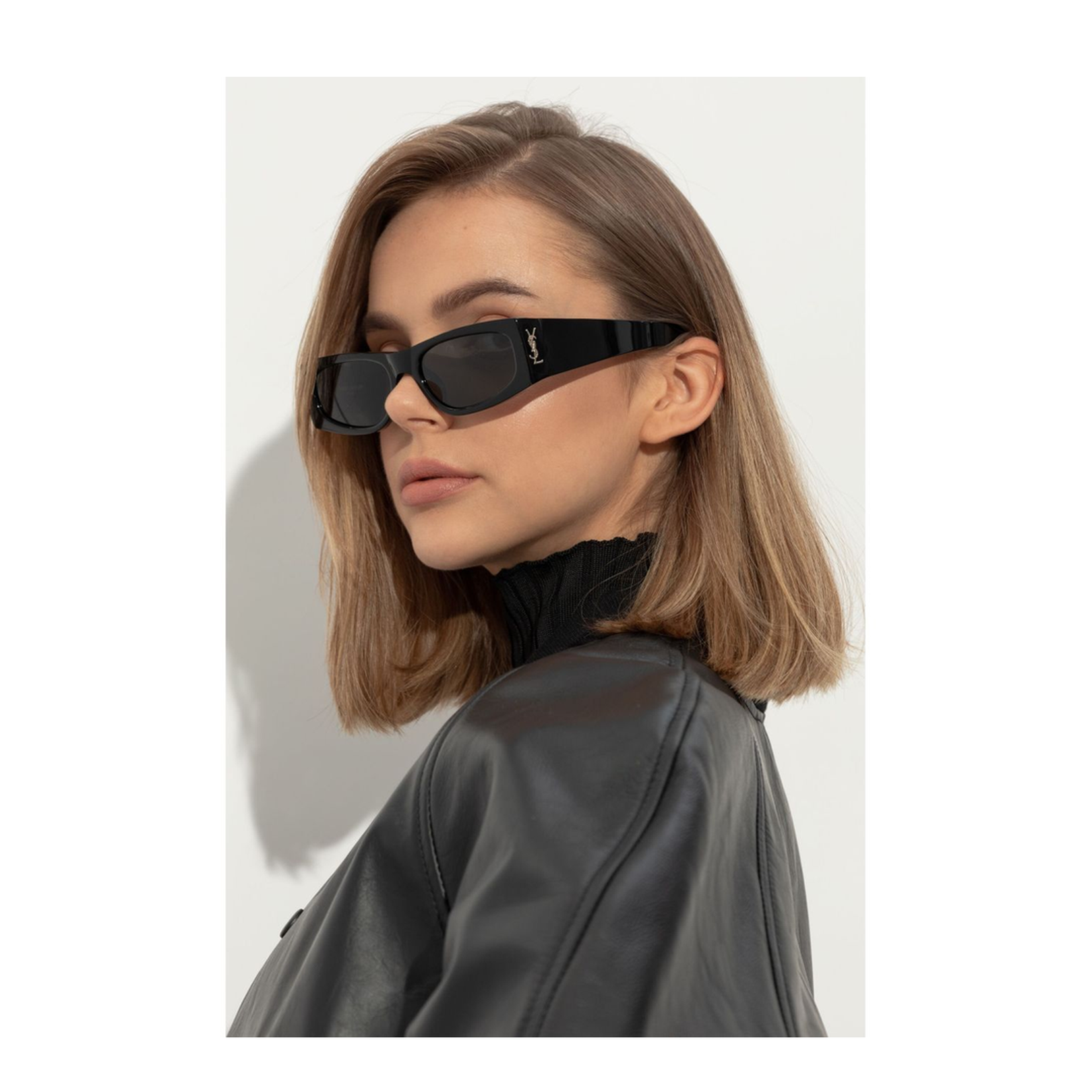 Black Acetate Rectangle Frame Sunglasses