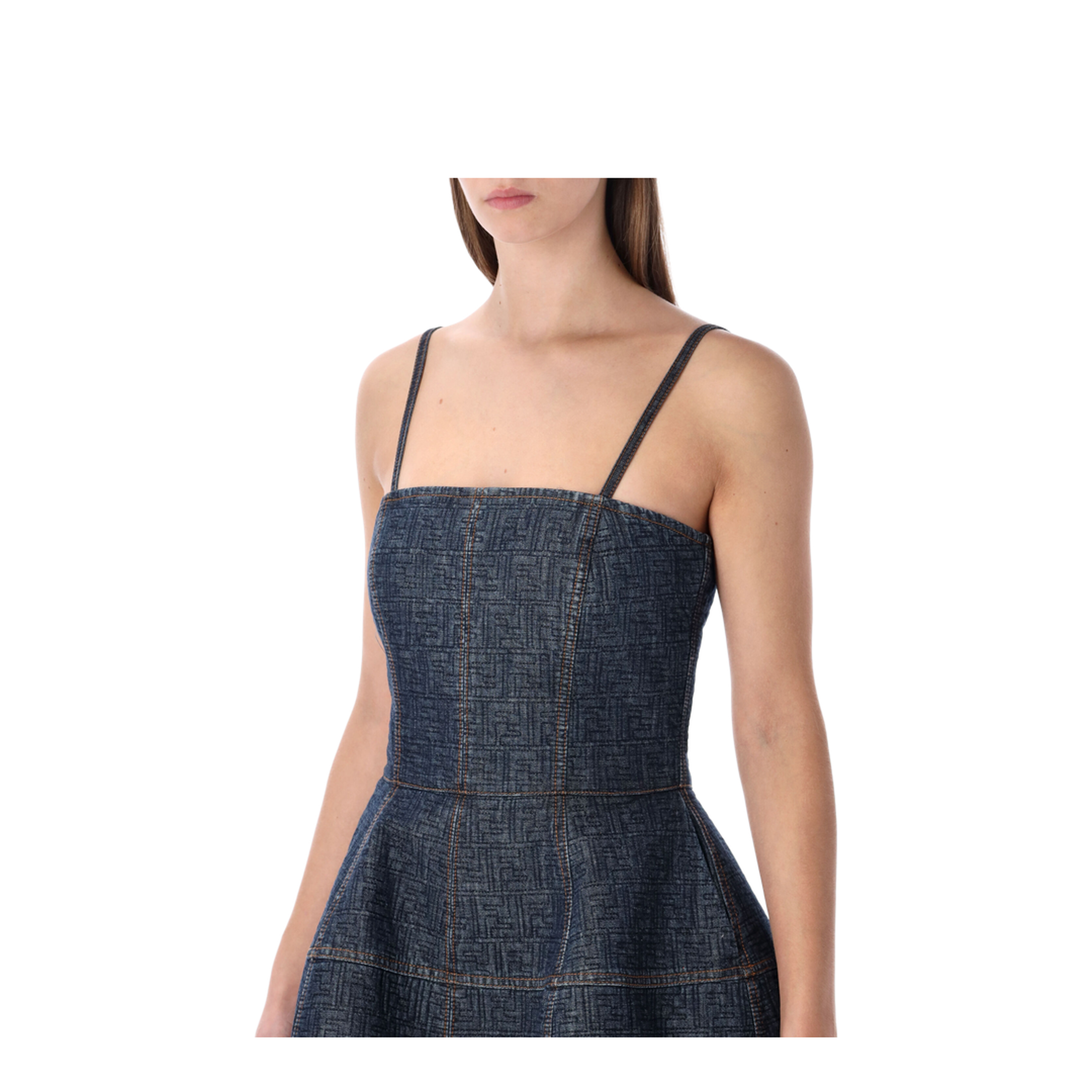 Dark Blue FF Denim Bustier Dress