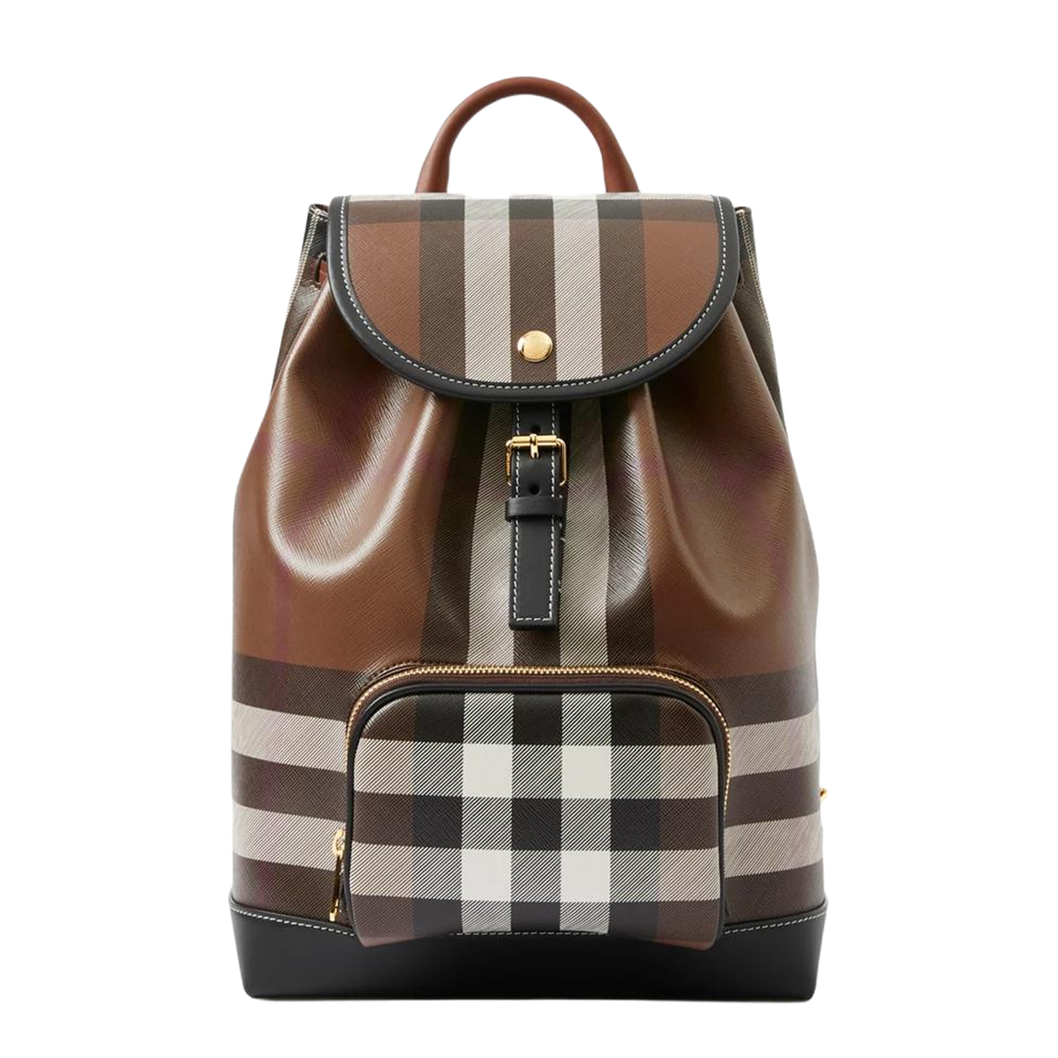 Check Coated Textile Backpack - Dark Birch Brown