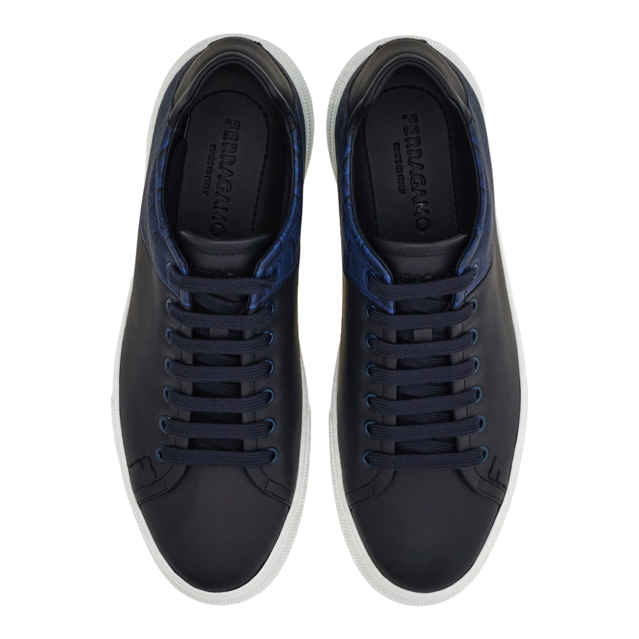 MAYFEYR - Ferragamo - Clayton Monogram Jacquard Leather Sneakers - 0297950789156