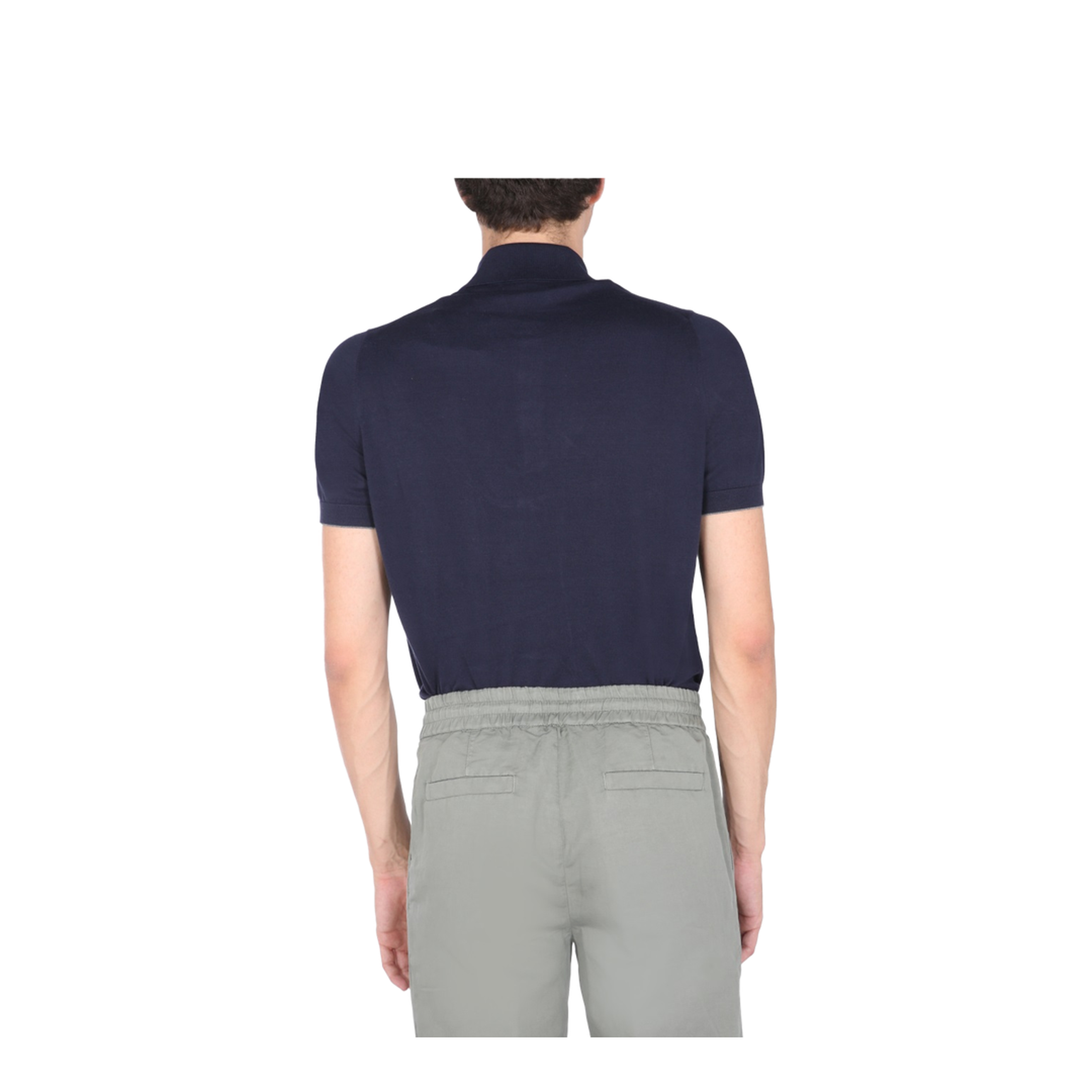 Fine Knit Short-Sleeved Polo Shirt