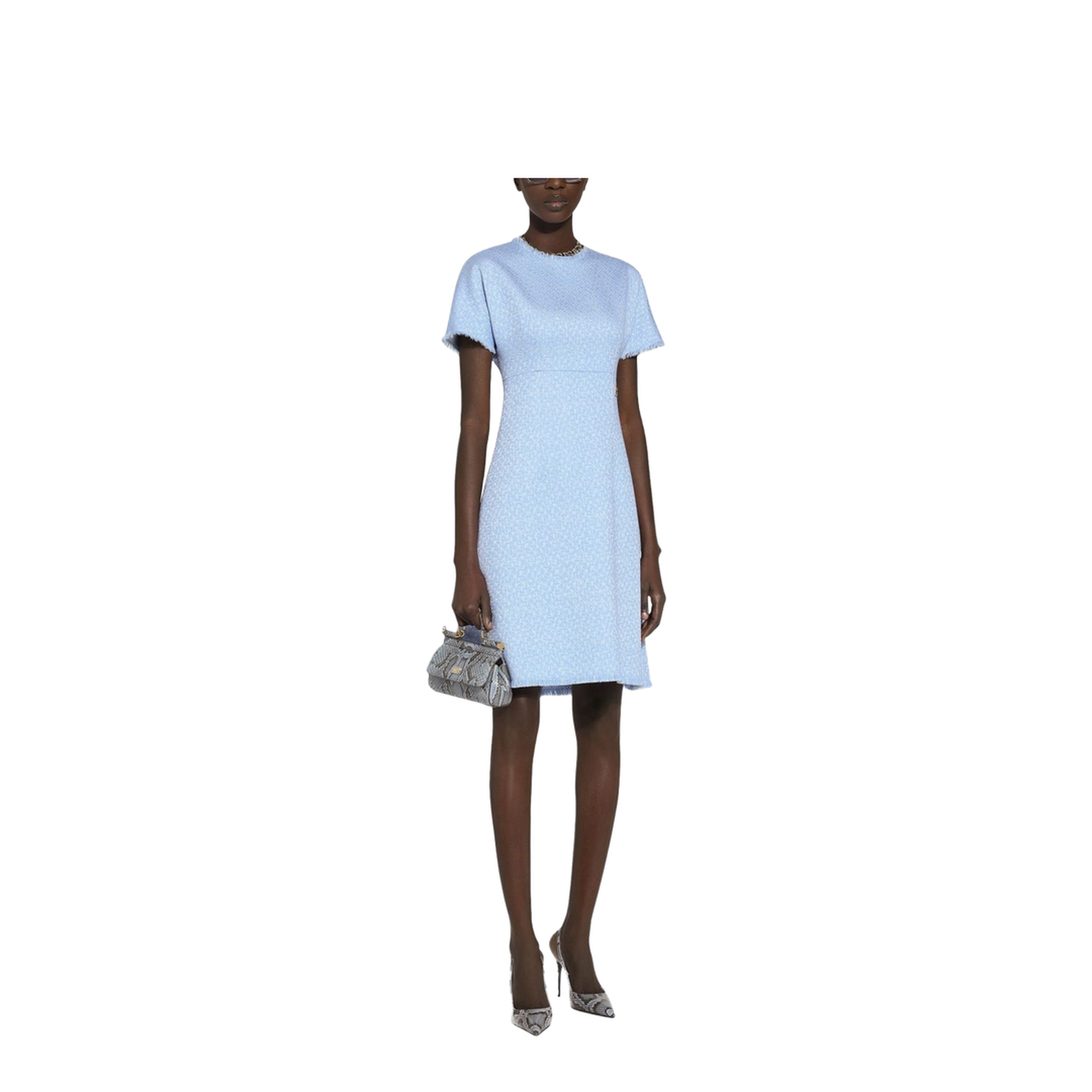 Raschel Tweed Midi Dress with Logo