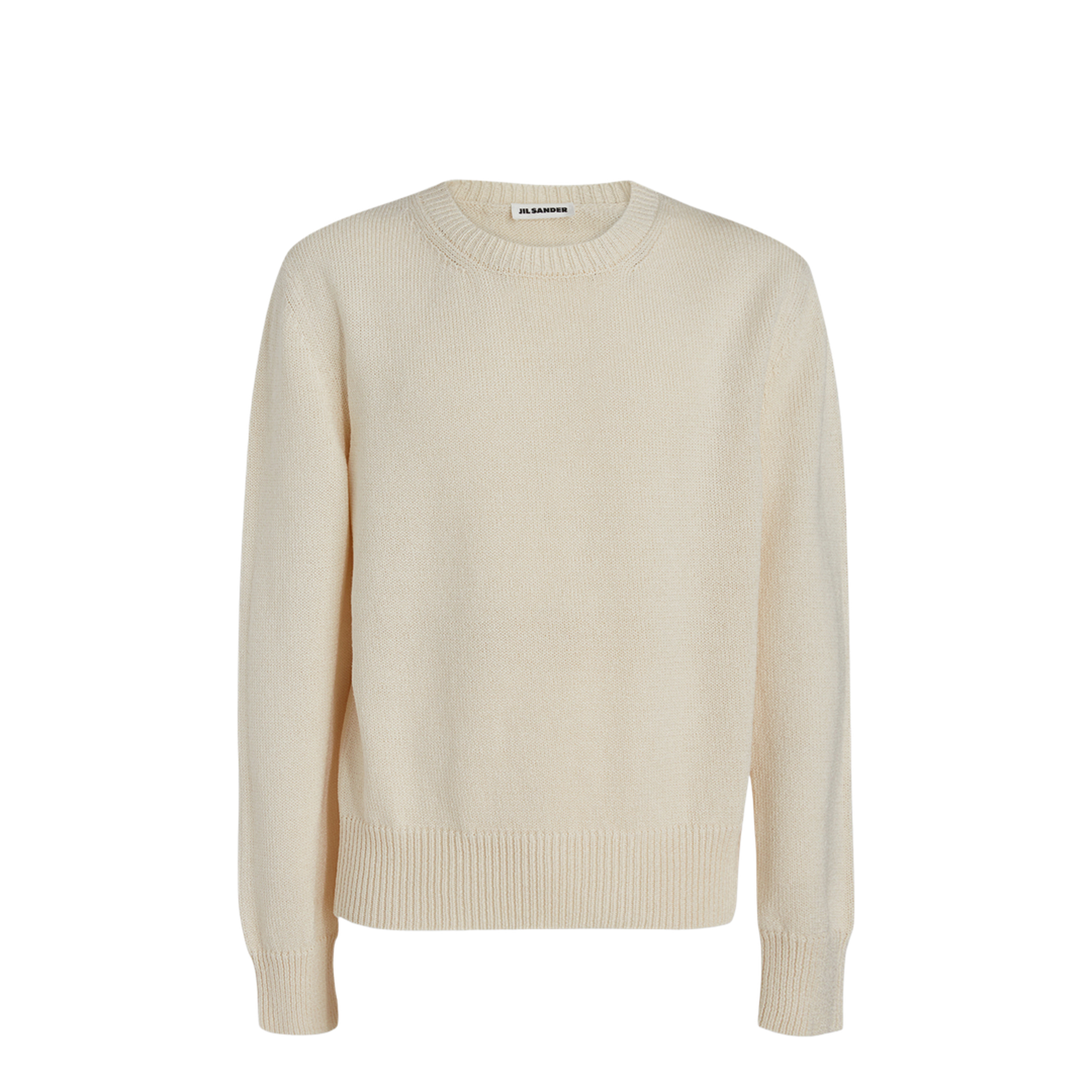 White Crewneck Ribbed Pull Cotton