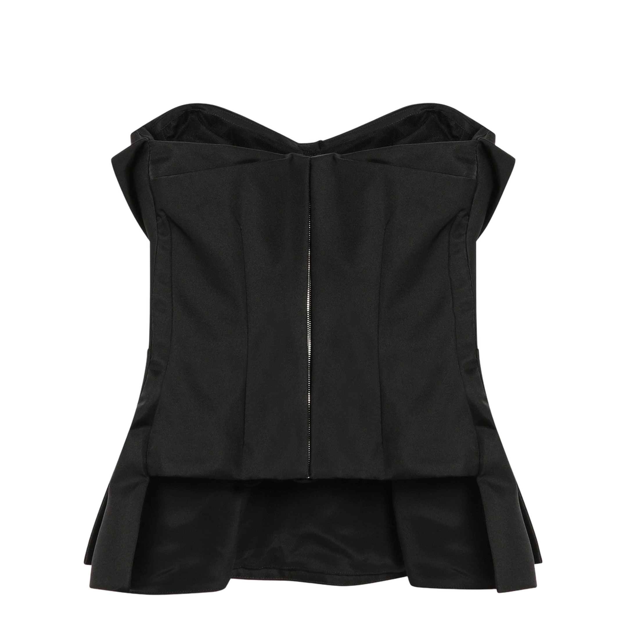 Black Peplum Hem Off-Shoulder Bow Detail Sleeveless Top