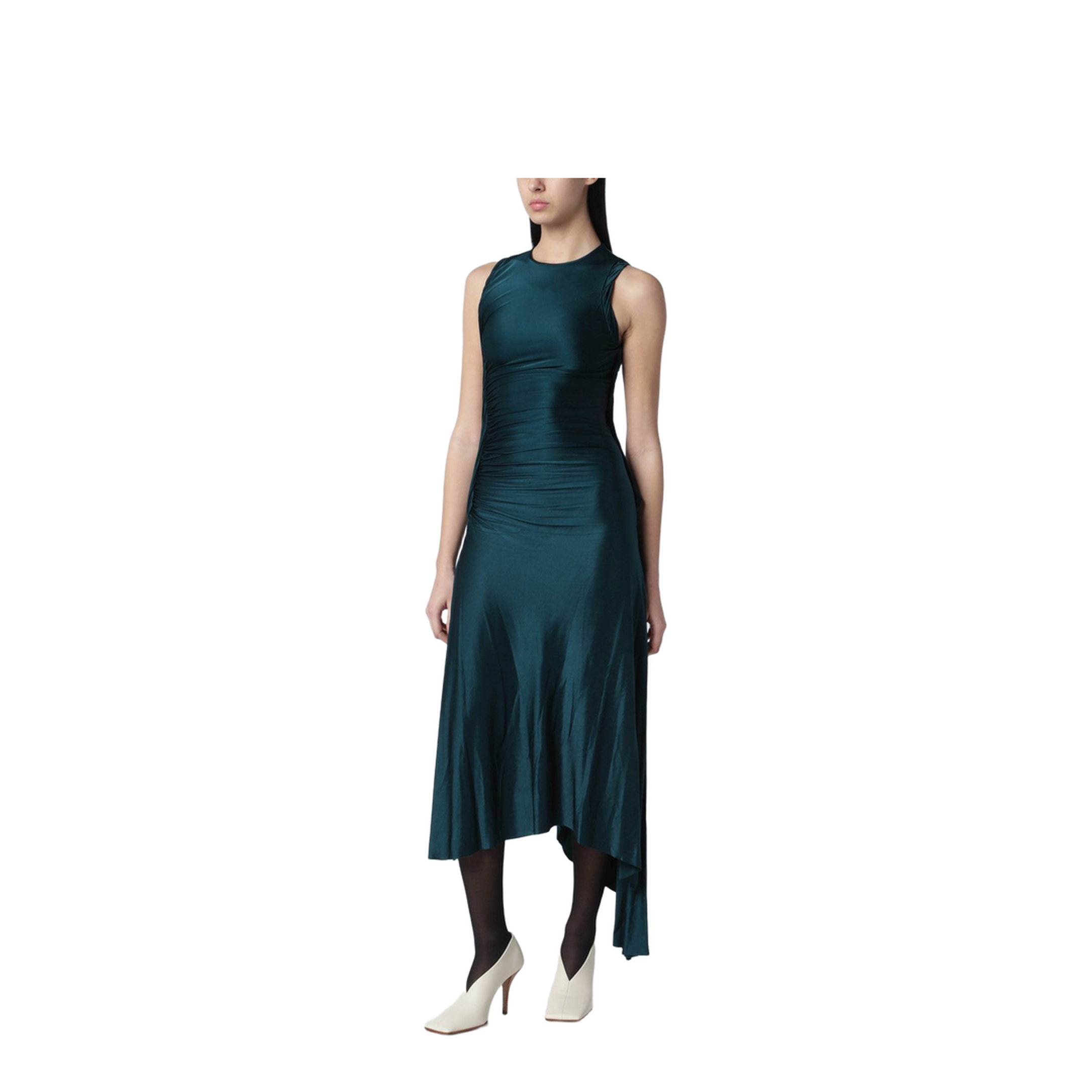Twist Dress in Dark Aqua Green