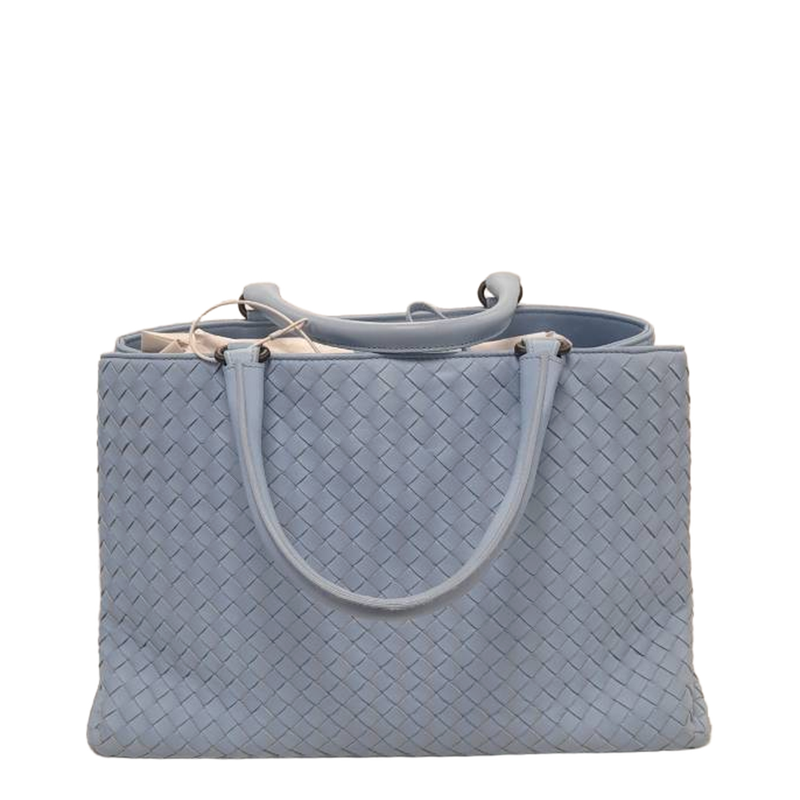 Intrecciato Leather Handbags - Pastel blue