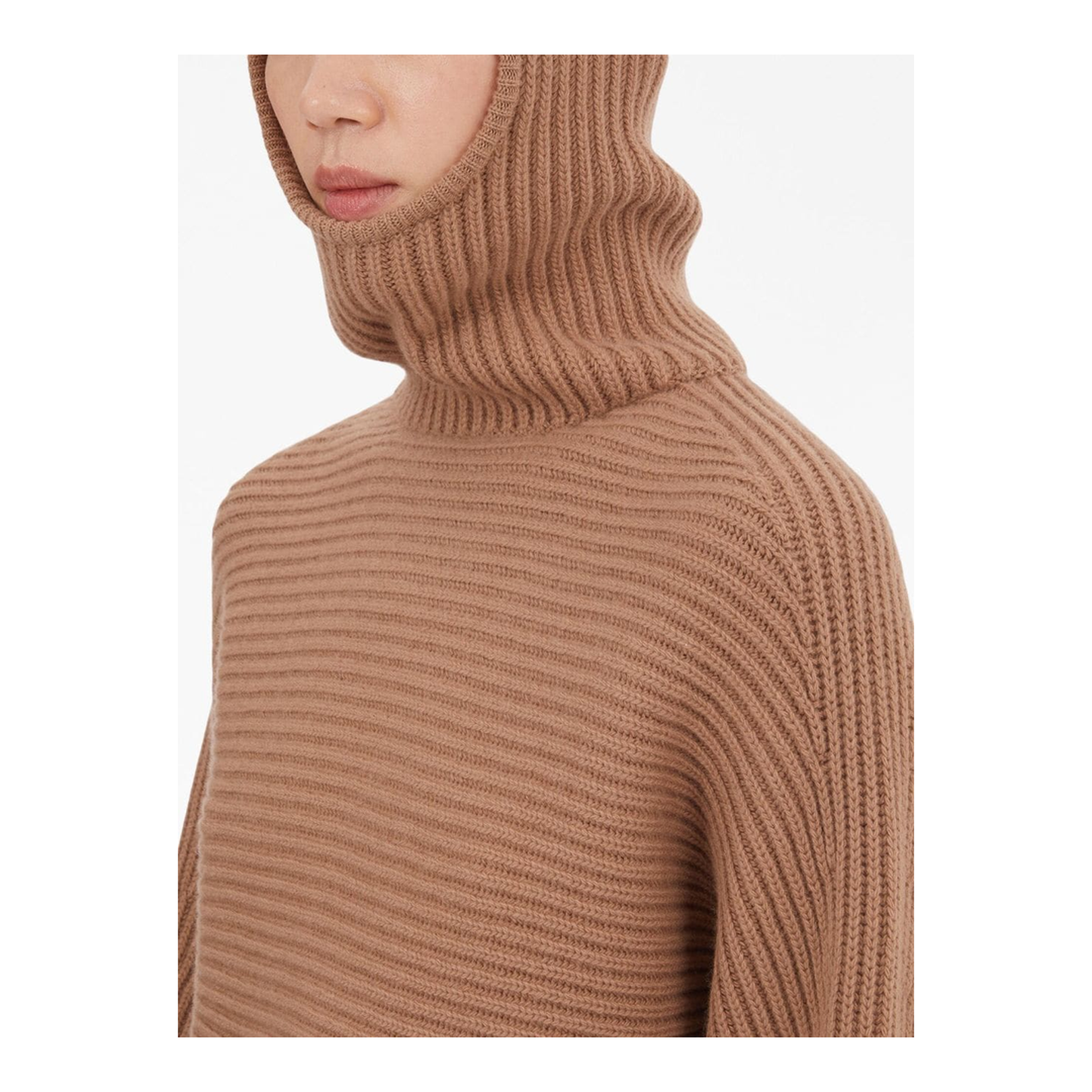 Beige Color-Block Cropped Hoodie