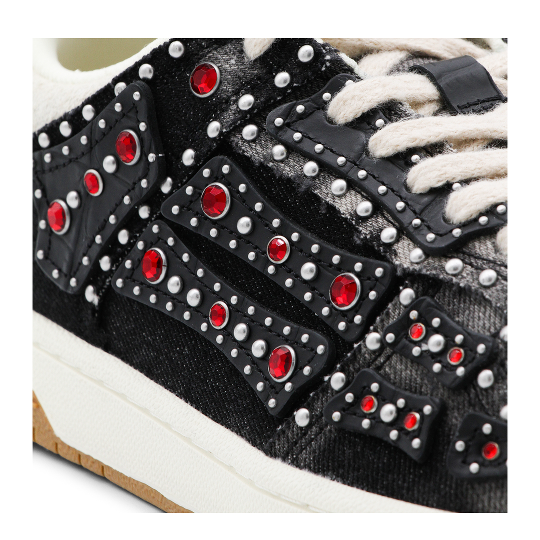 Skel Top Black Sneaker With Beads And Crystals