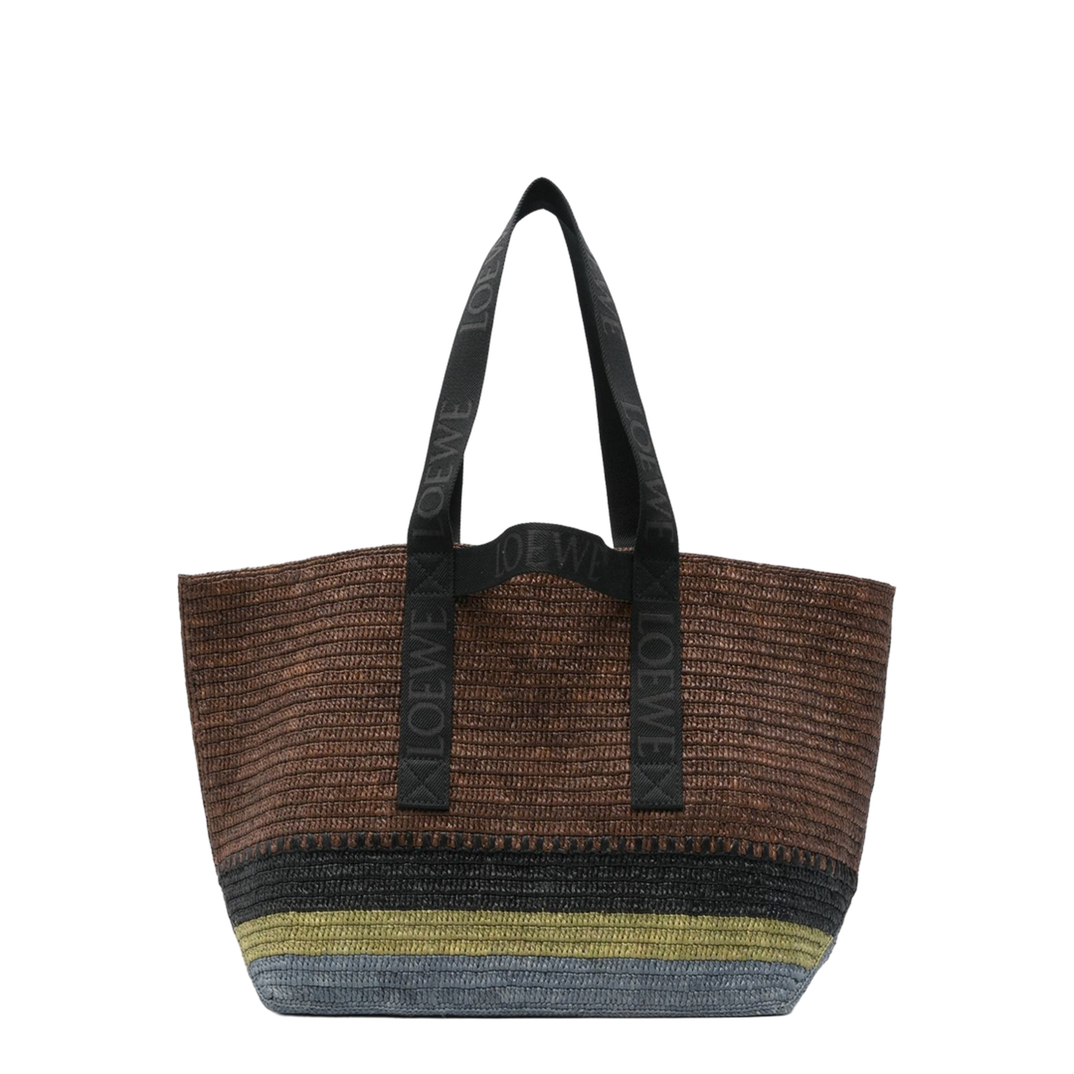 Fold Raffia Tote Bag - Brown