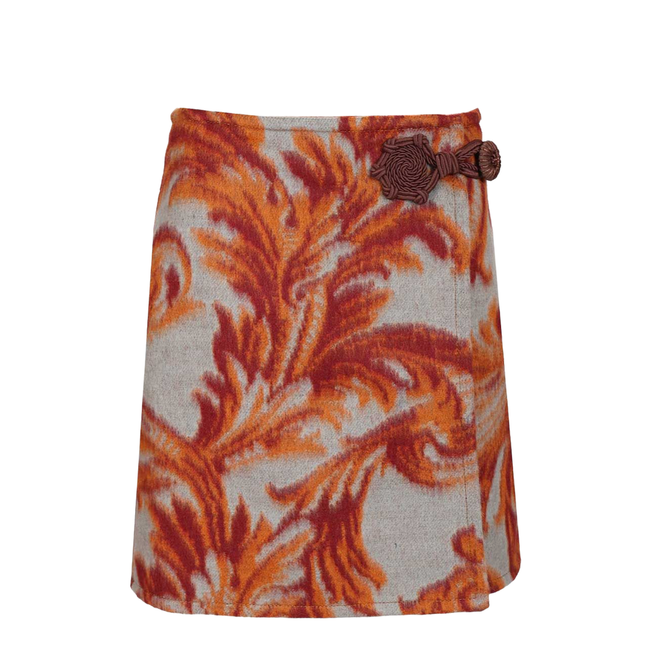 Wool-Blend Mini Skirt with Leafy Motif