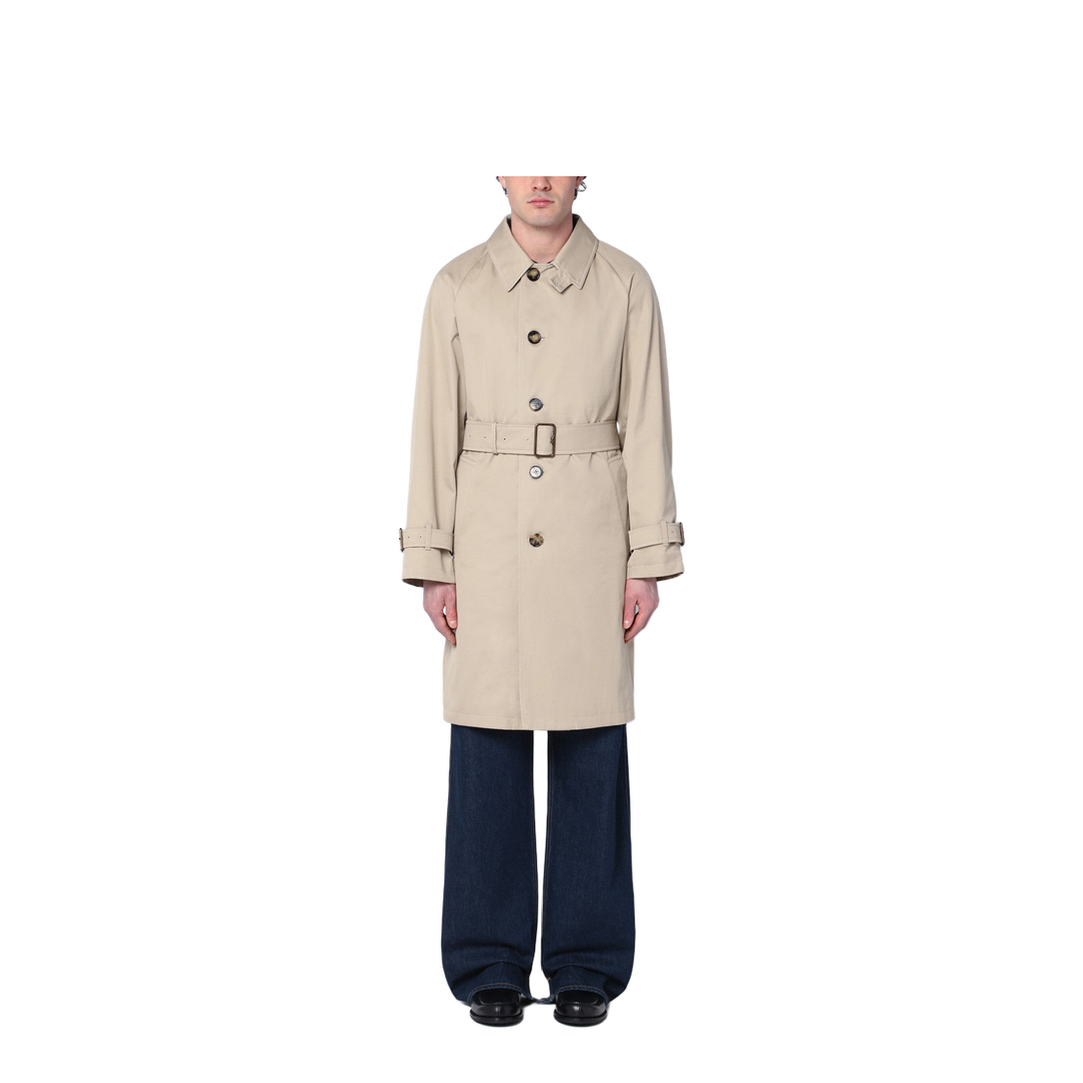 Beige Cotton Trench Coat with Belt