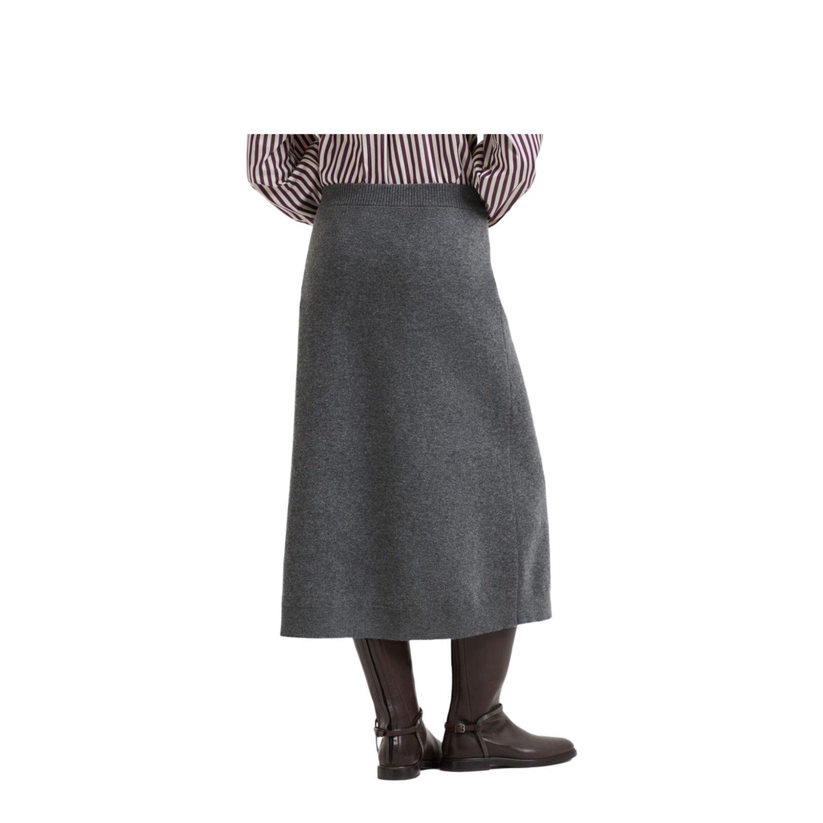 Medium Grey Cashmere Midi Skirt