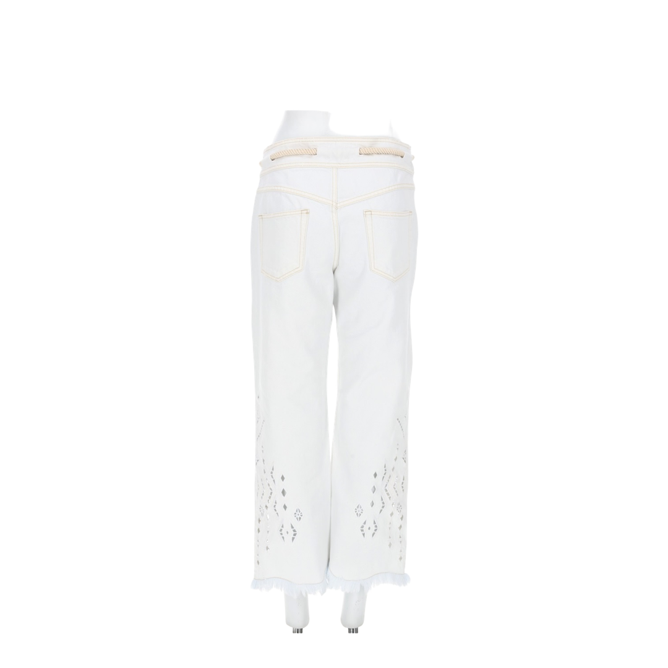 Alison Kick Flare Cropped Jeans In White Cotton