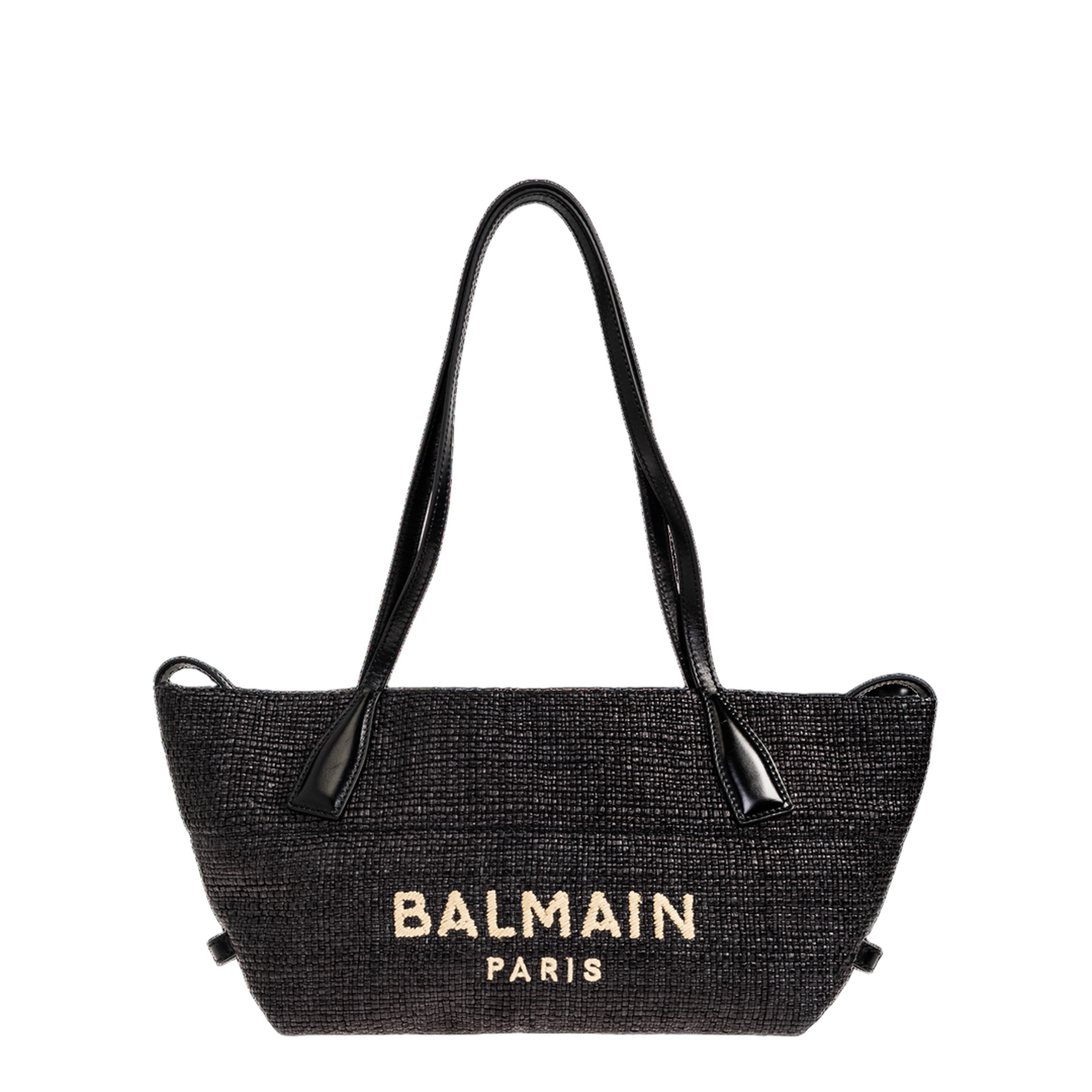 Small Track Tote Bag Raffia Black