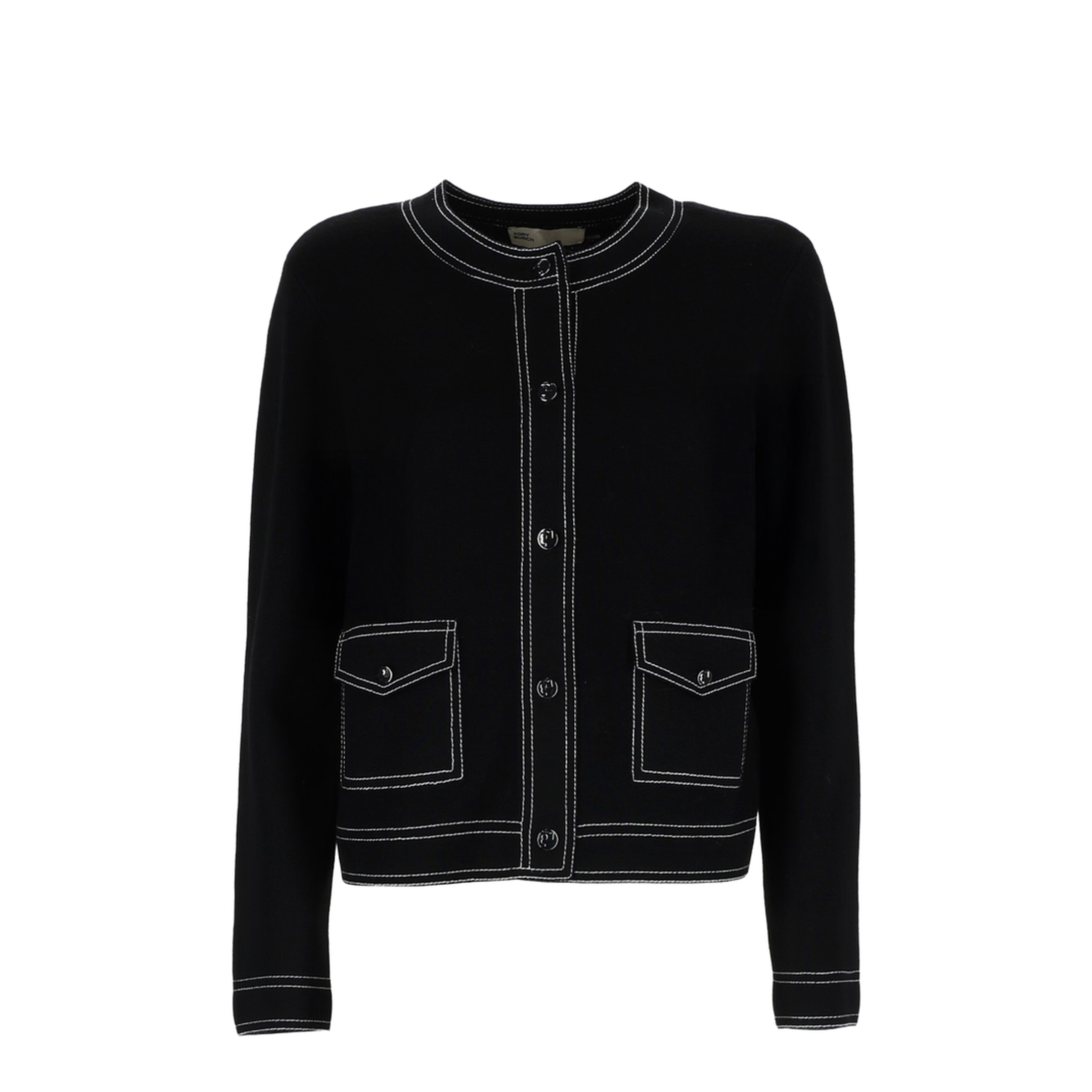 Wool Cardigan Contrast Stitching