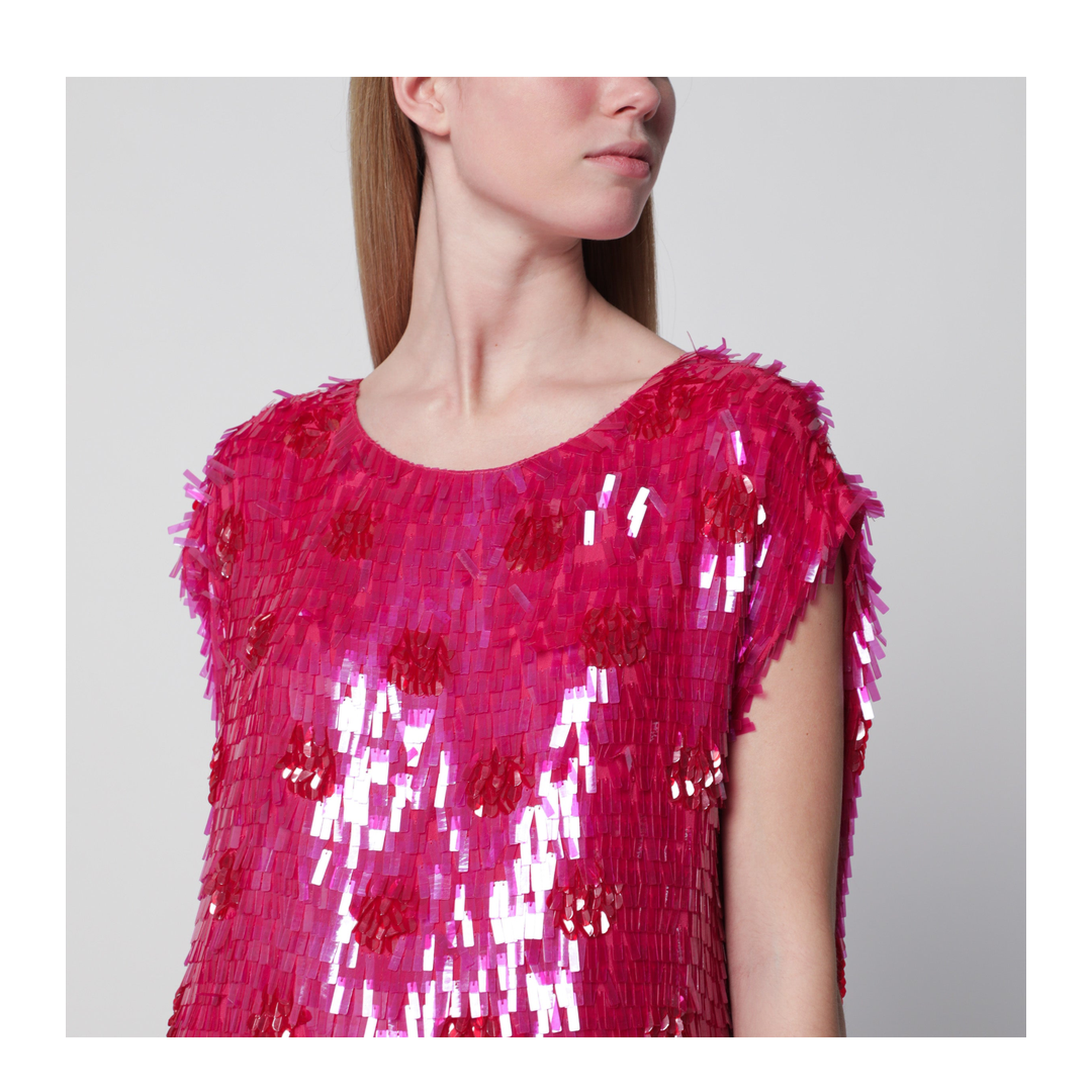MAYFEYR - Dries Van Noten - Fuchsia Silk Top With Sequins - 107283383304