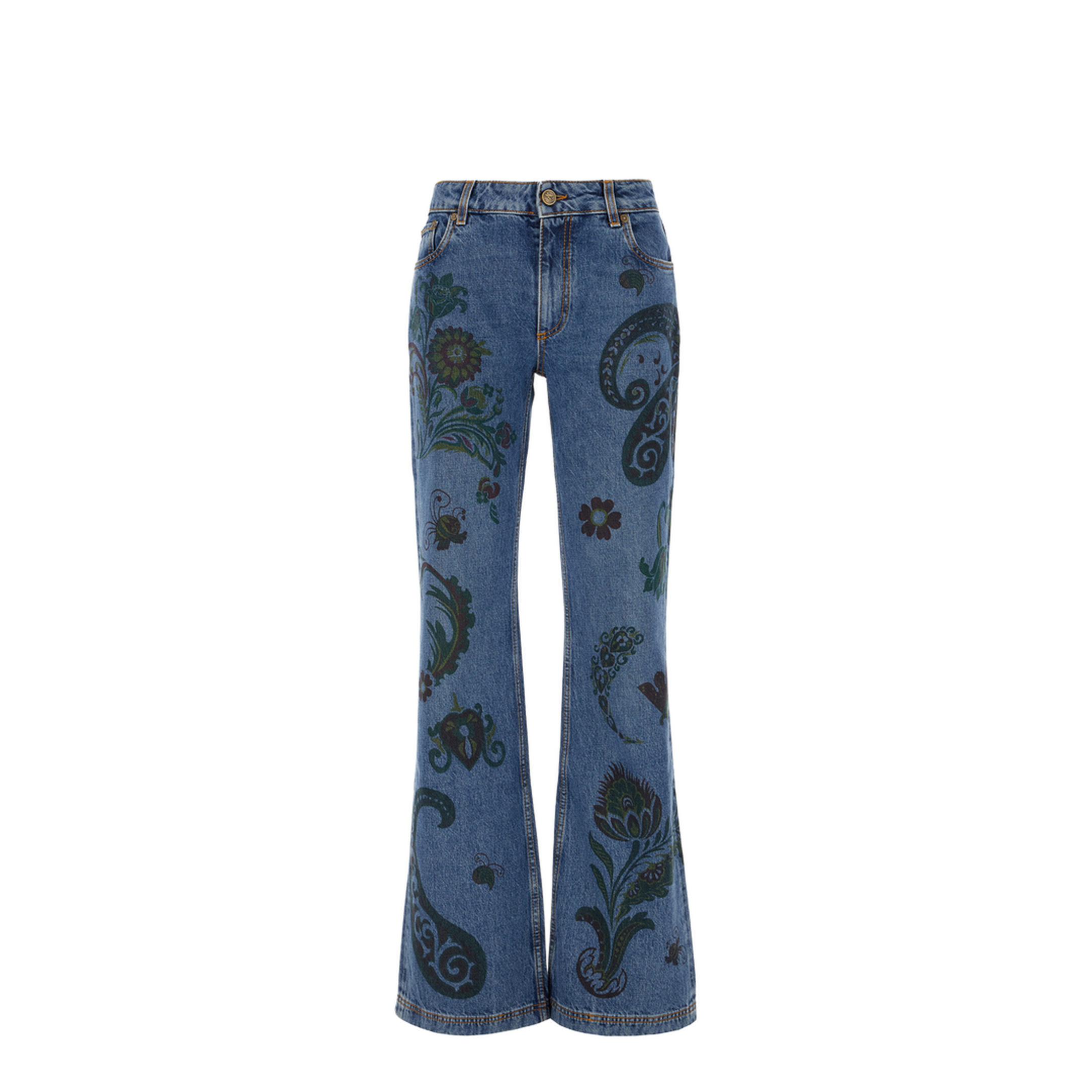 Flared Jeans Flower Bee Print