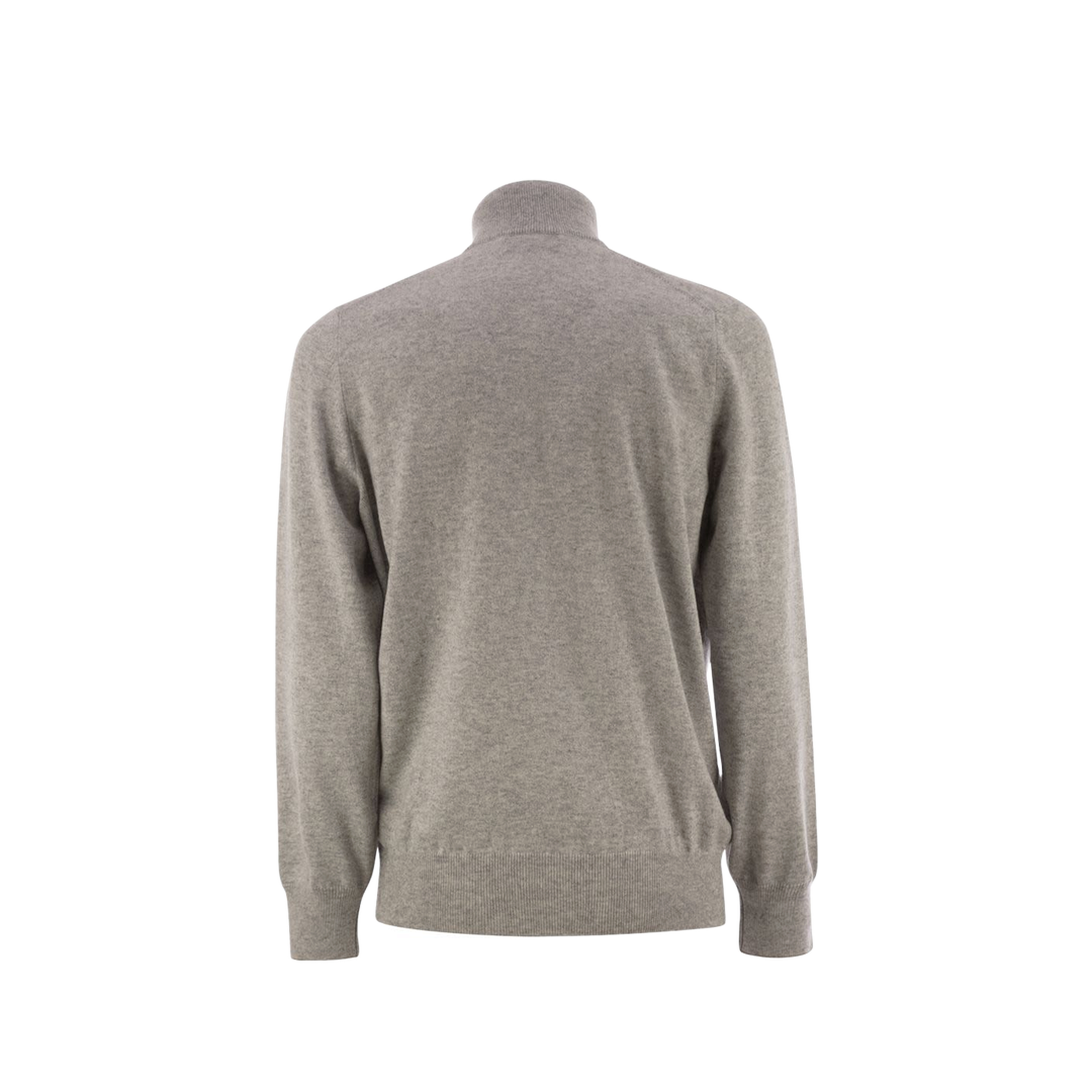 High-necked cashmere sweater with zip opening