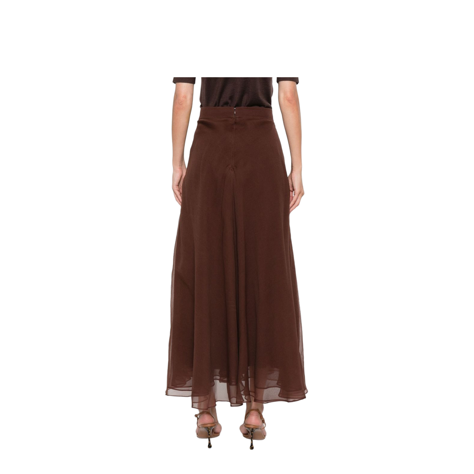 Pleated A-Line Silk Skirt