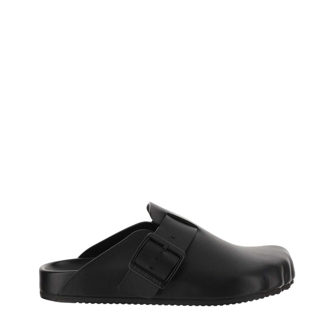 Balenciaga Black Sunday Clogs with Logo Strap